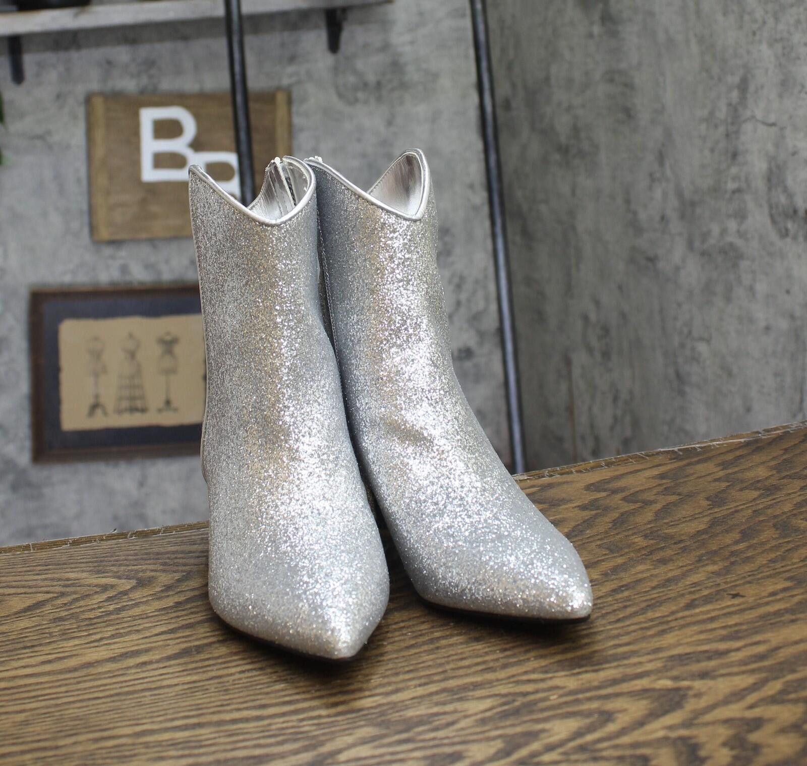 Other Nwt On 34th Booties 10019682200 Silver Glitter Gray 5m Size US 5 / IT 35 - 3 Thumbnail