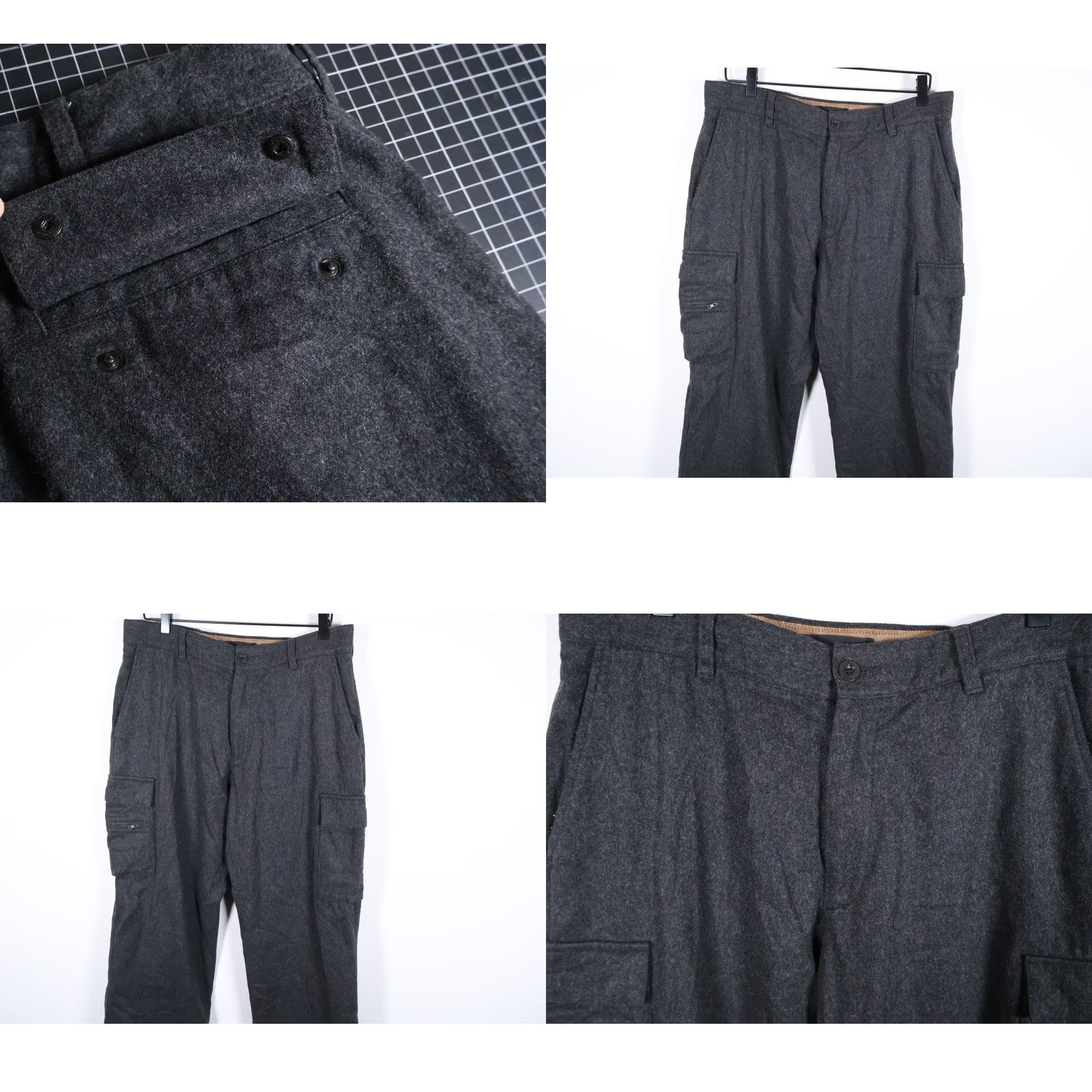 Banana Republic VINTAGE Banana Republic Wool Cargo Pants Mens 35 x 32 Charcoal Gray Dawson Lined Gorp Size US 35 - 9 Thumbnail