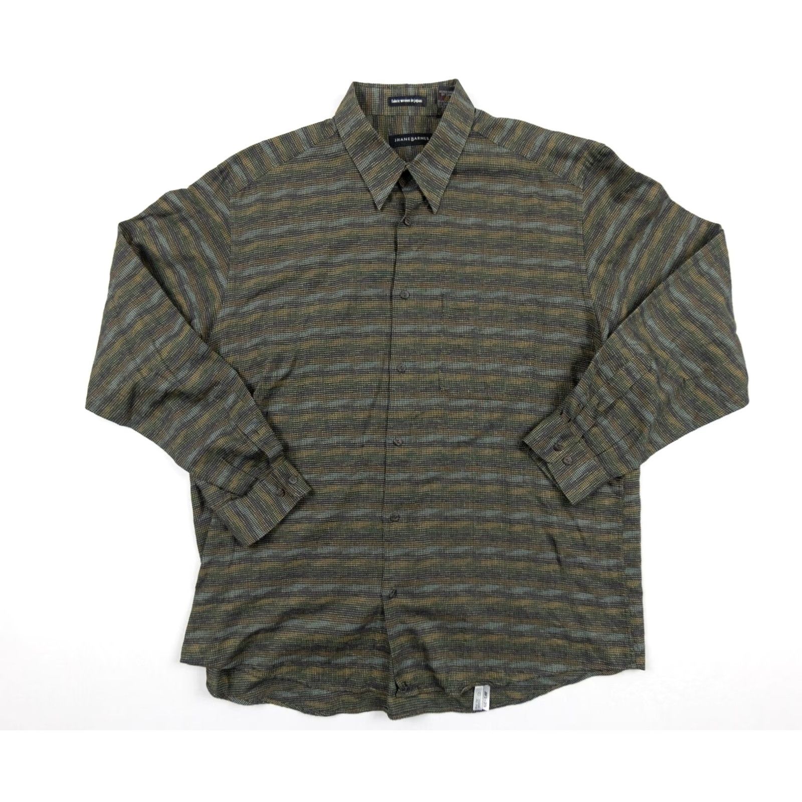 Vintage VINTAGE Jhane Barnes Shirt Mens XL Green Button-Up Woven Japan Abstract Shirt Size US XL / EU 56 / 4 - 2 Thumbnail