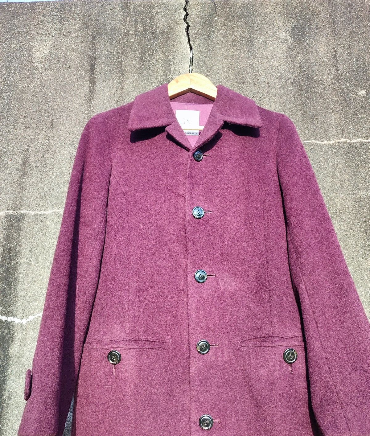 Issey Miyake I.S. sunao kuwahara Plum Wool Long Coat Avant-Garde Japanese Size S / US 4 / IT 40 - 7 Thumbnail