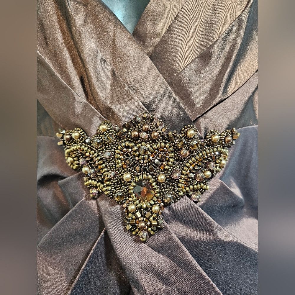 Meister David Meister Brown Copper Bronze Cocktail Dress Beaded 6 Size M / US 6-8 / IT 42-44 - 3 Thumbnail