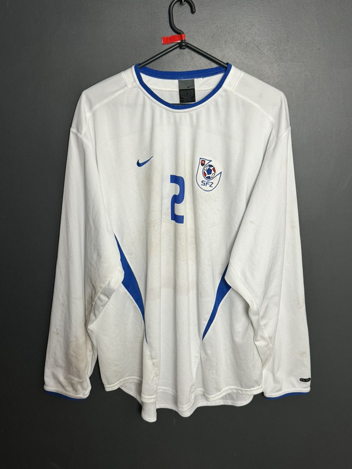 Nike Slovakia National Team 02/03 Home Football Match Worn Jersey Size US XL / EU 56 / 4 - 1 Thumbnail