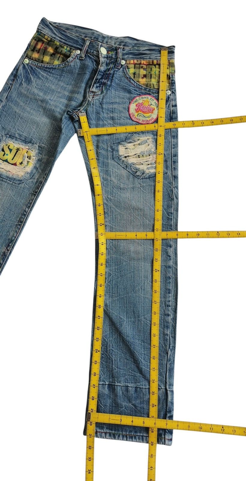 Jean Archive Japanese Brands Distressed Patchwork Denim Jeans Size US 30 / EU 46 - 9 Thumbnail