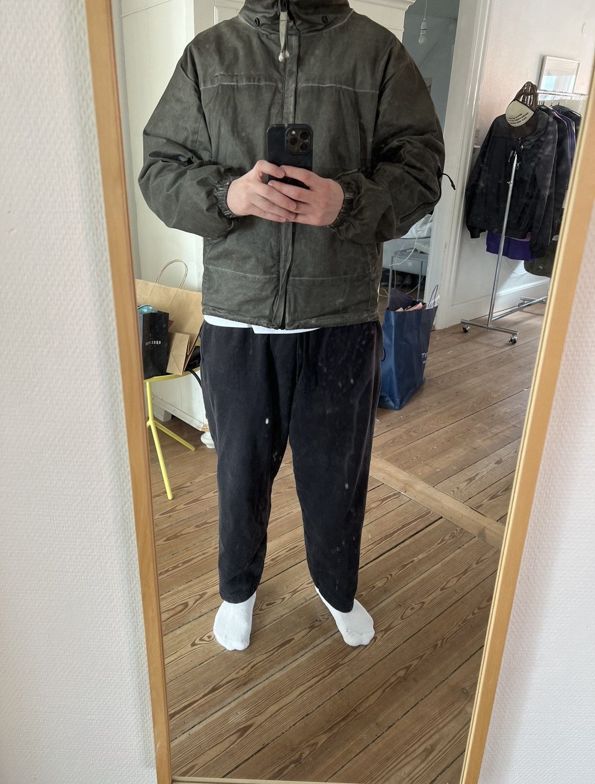 image of Who Is Jacov x Whoisjacov Object Dyed Shell Jacket in Green, Men's (Size Medium)