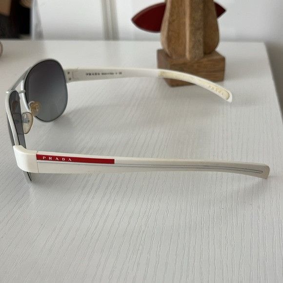 Prada × Vintage Prada Aviator Oversized White Unisex Y2K 90's 00's Sunglasse Size ONE SIZE - 5 Thumbnail