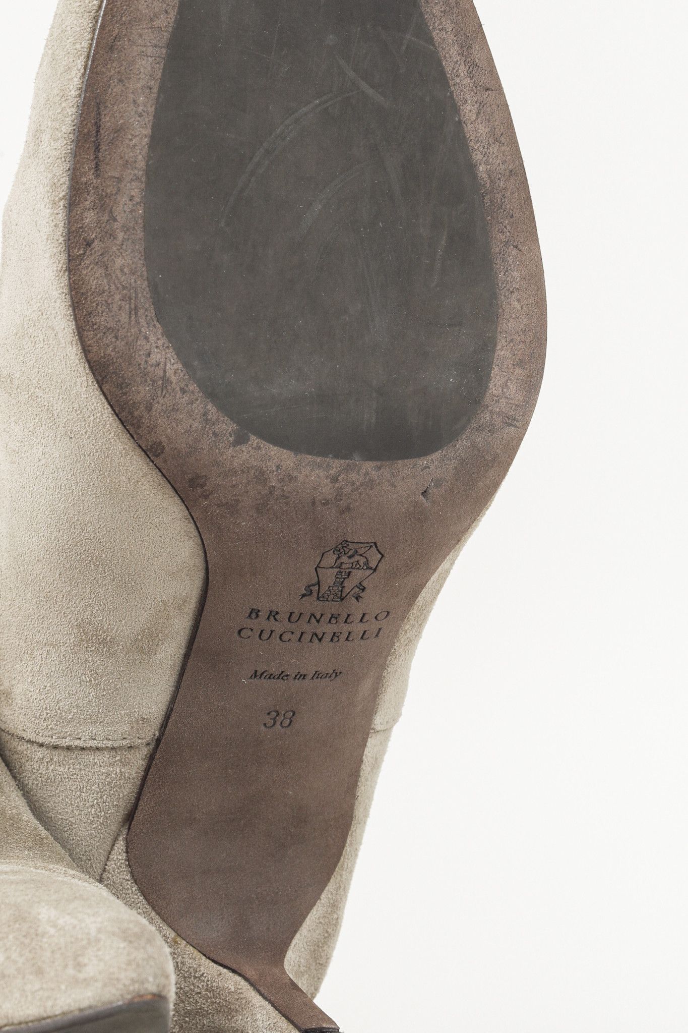 Brunello Cucinelli Brunello Cucinelli Monili Trimmed Sand Suede Booties Size US 7.5 / IT 37.5 - 5 Thumbnail