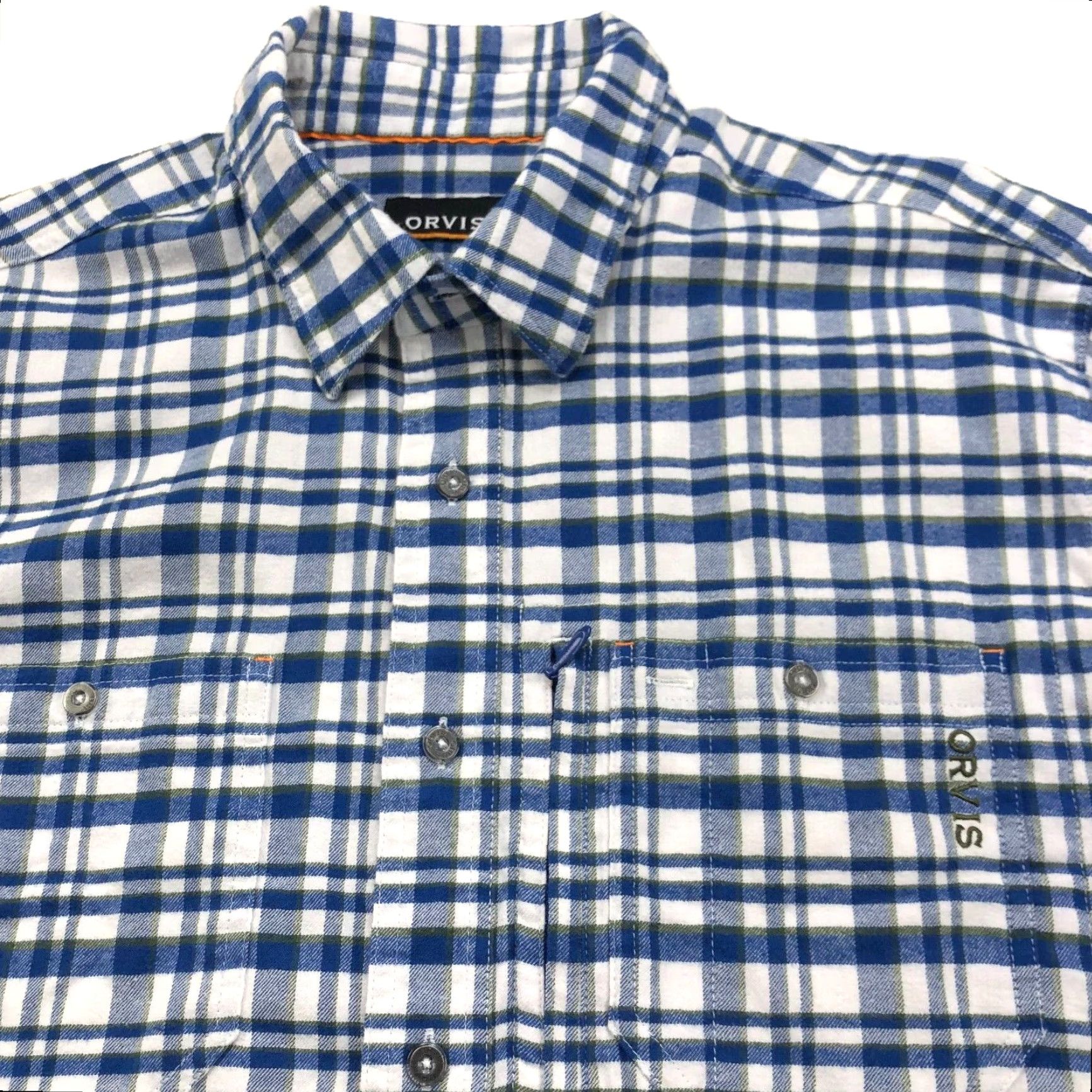 Orvis Orvis Shirt Plaid Cotton Long Sleeve Button-Up Collared Blue Mens L Regular Casual Flannel Shirt Size US L / EU 52-54 / 3 - 2 Thumbnail