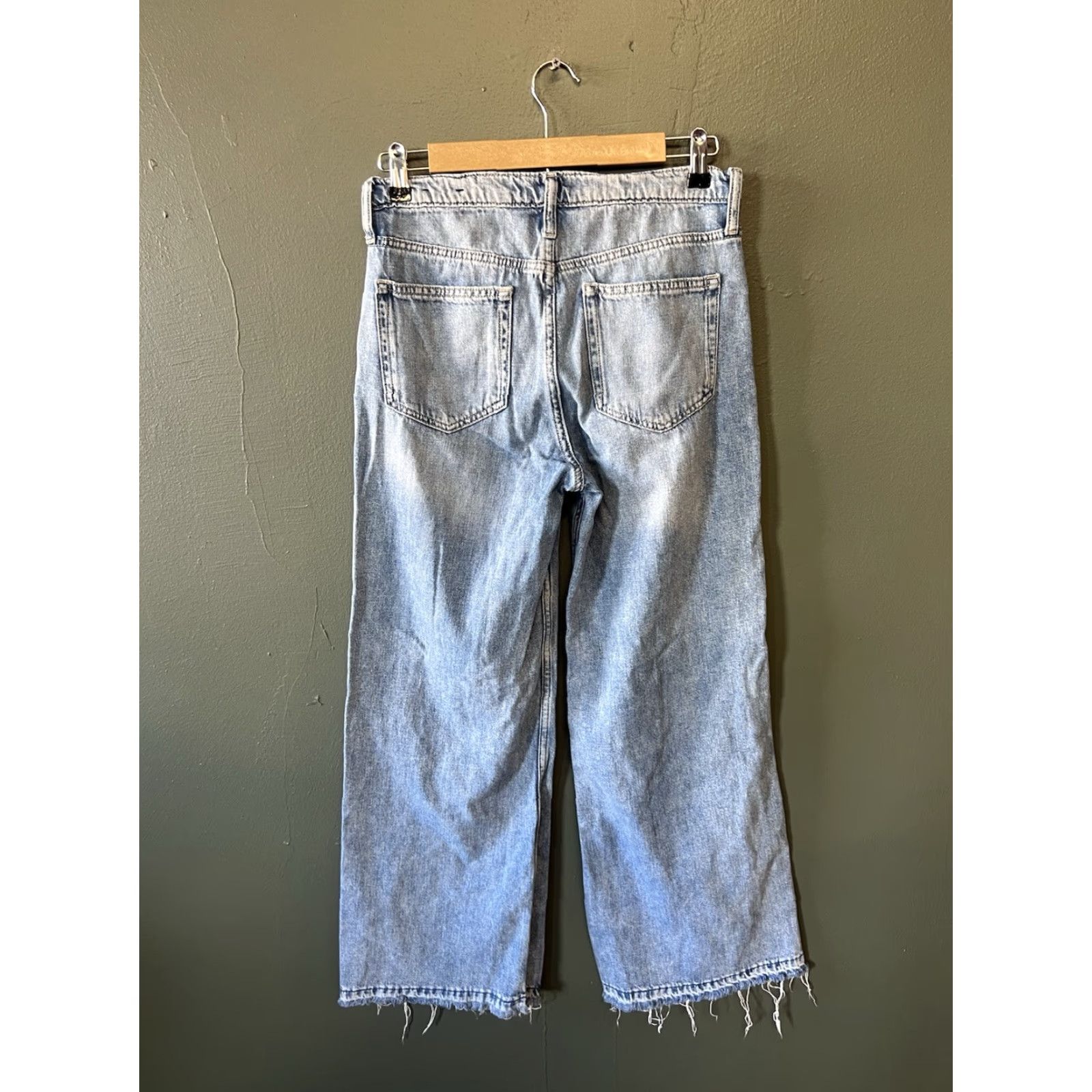 Gap Gap Jeans Women's 6 28 High Rise Wide Leg Raw Hem Exposed Button Fly Y2K Baggy Jeans Woman Size 28" / US 6 / IT 42 - 2 Thumbnail