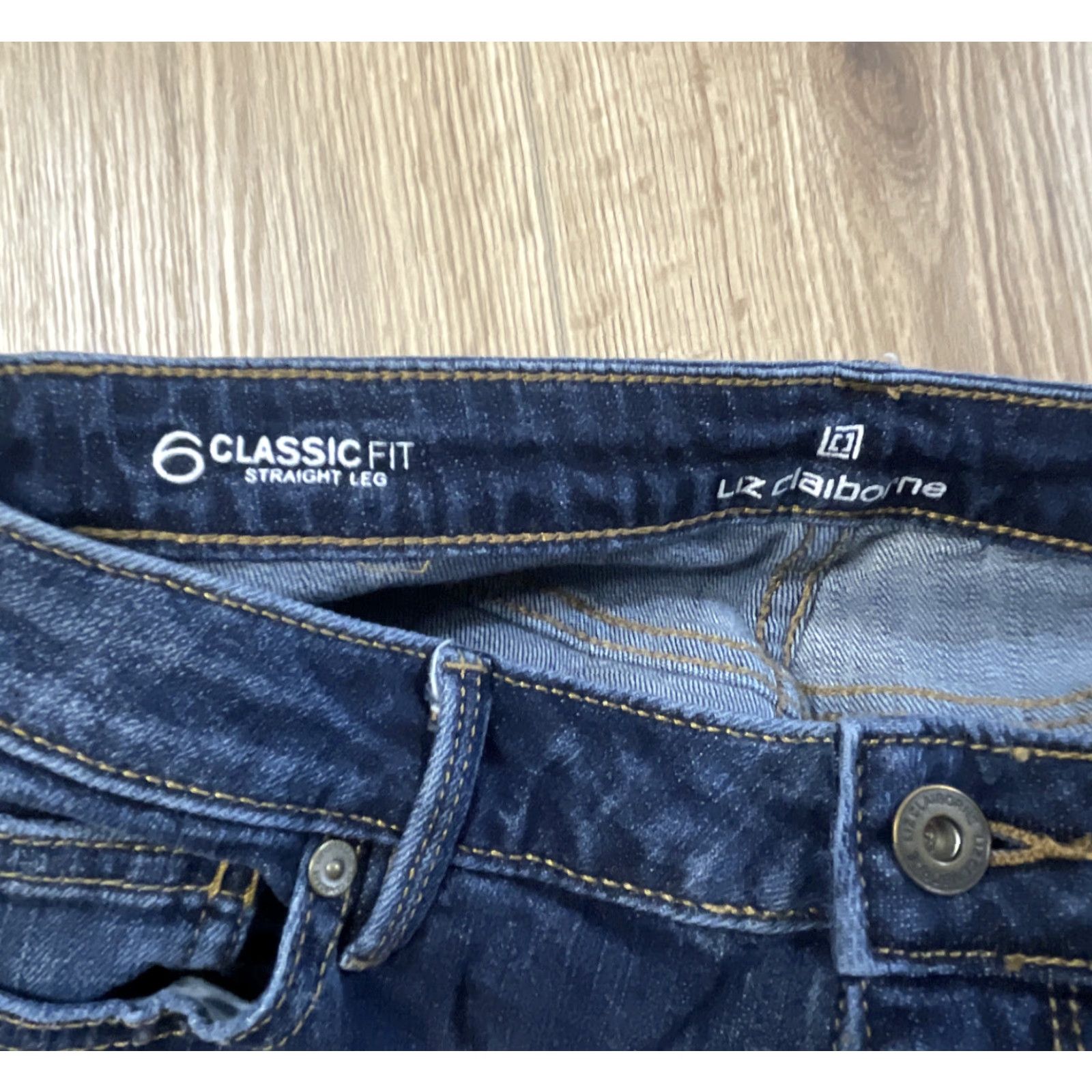 Liz Claiborne LIZ CLAIBORNE Classic Fit Dark Wash Jeans Size 6 Straight Leg Stretch Denim Women Size 28" / US 6 / IT 42 - 5 Thumbnail