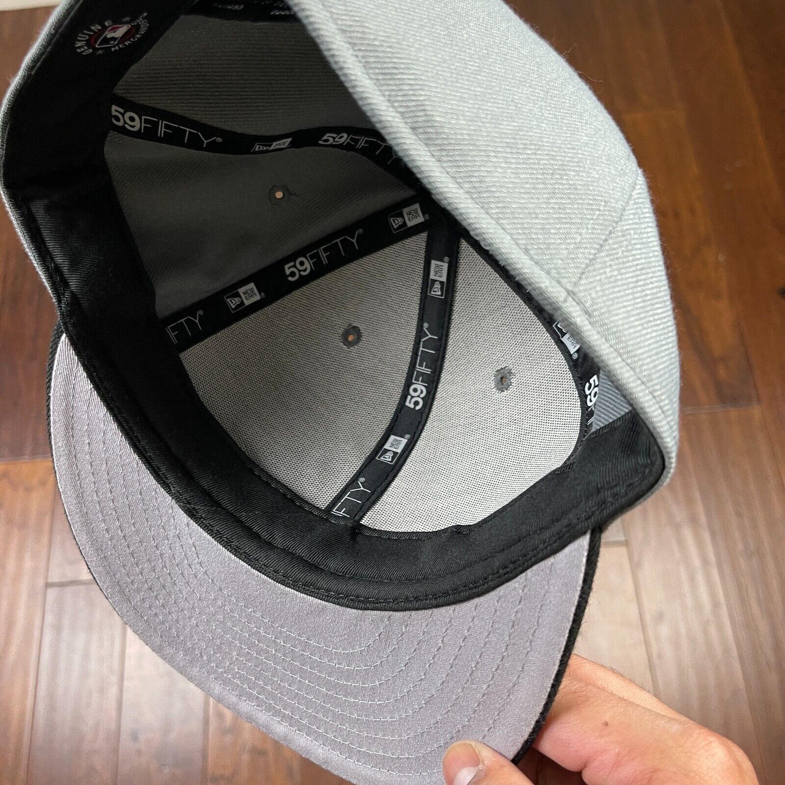 New Era Atlanta Braves New Era Gray Black Fitted Hat Cap Size 7 1/4 Size ONE SIZE - 6 Thumbnail