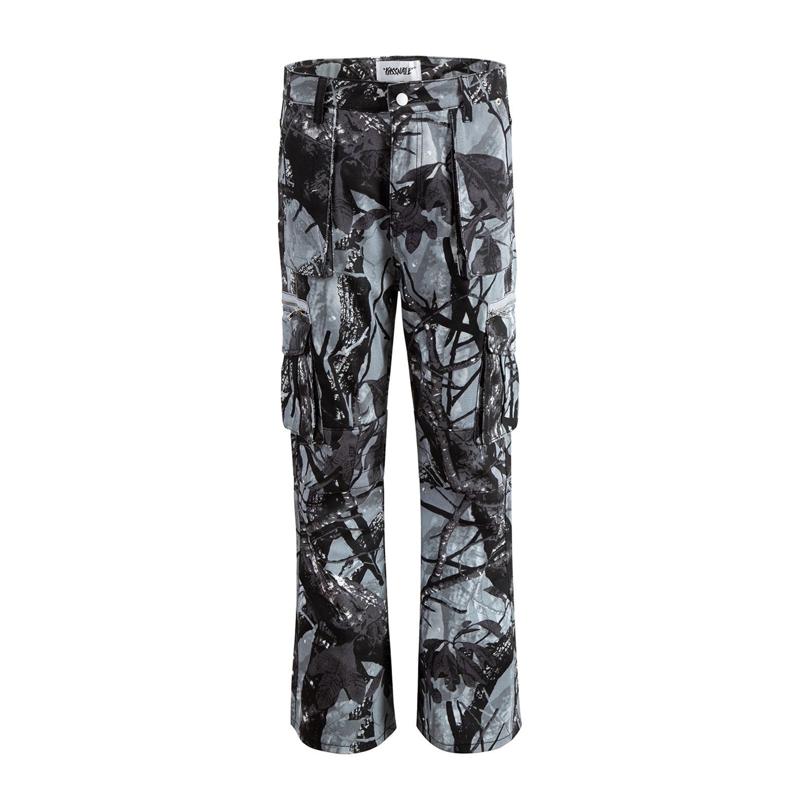 Snowy Forest Pocket Cargo Flared Jeans Classy
