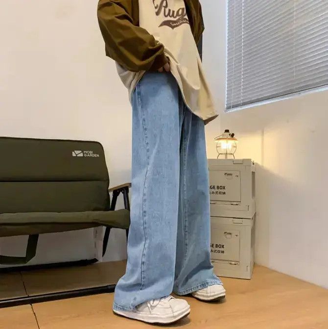Japanese Brand Loose fitting straight leg wide leg jeans Size US 32 / EU 48 - 2 Thumbnail