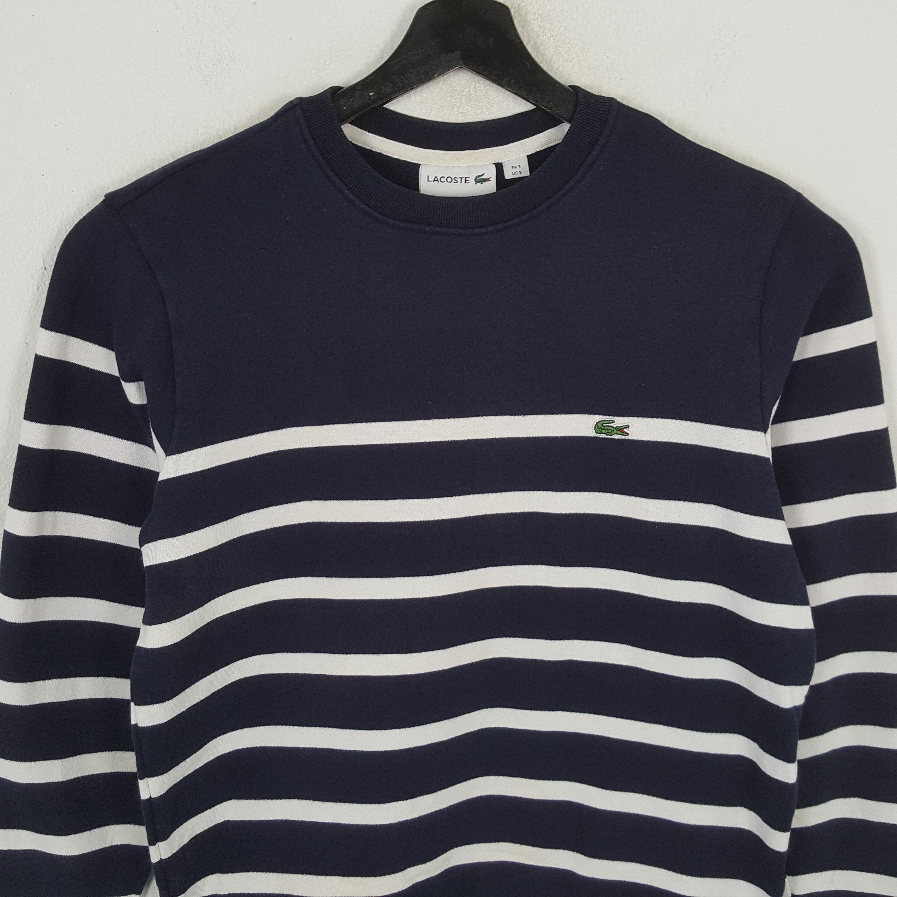 Lacoste × Vintage LACOSTE Small Logo Stripe Design Sweatshirt Size US S / EU 44-46 / 1 - 2 Thumbnail