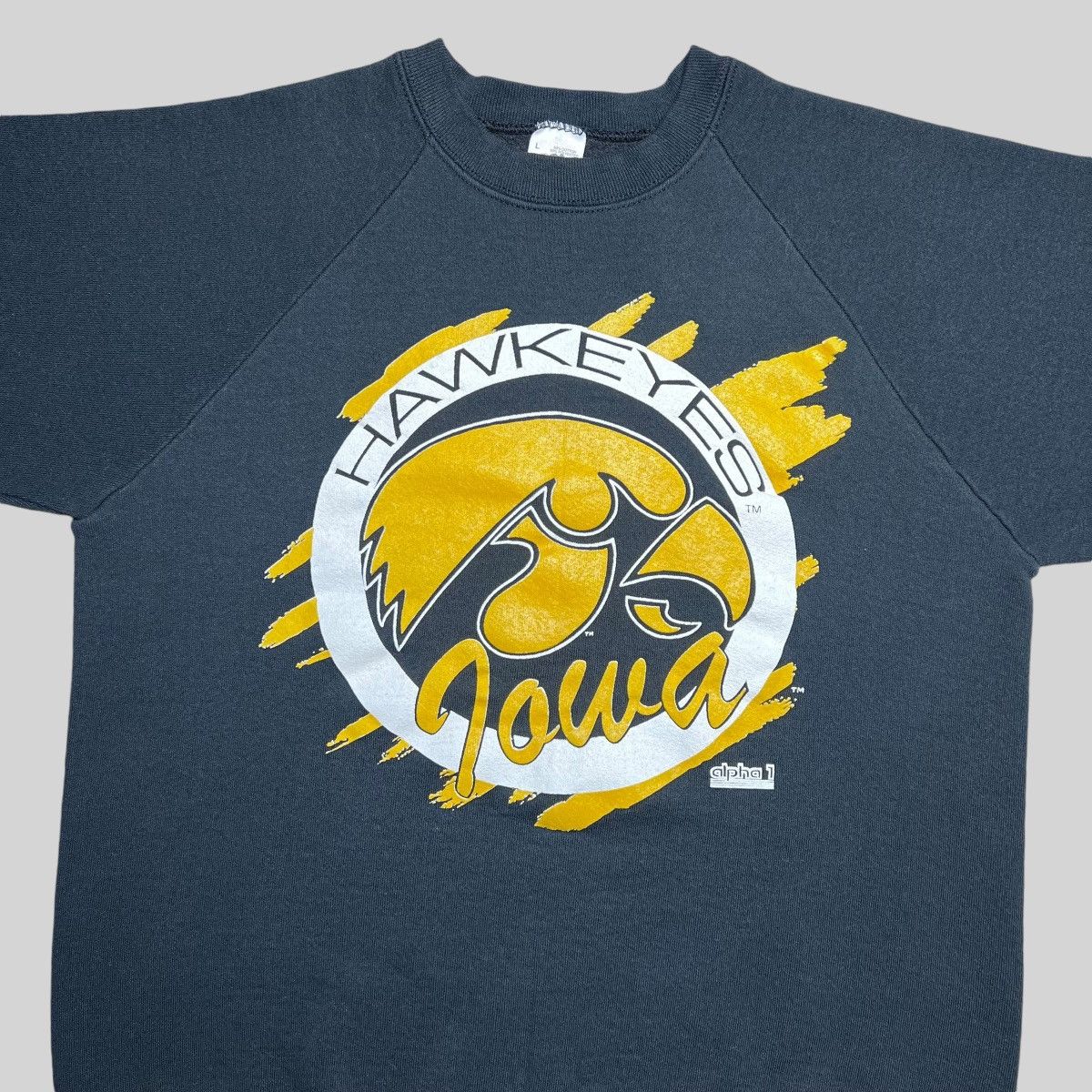 NCAA × Vintage Vtg 90s NCAA Iowa Hawkeyes 3D Spell Out Alpha 1 Sweatshirt Size US L / EU 52-54 / 3 - 9 Thumbnail