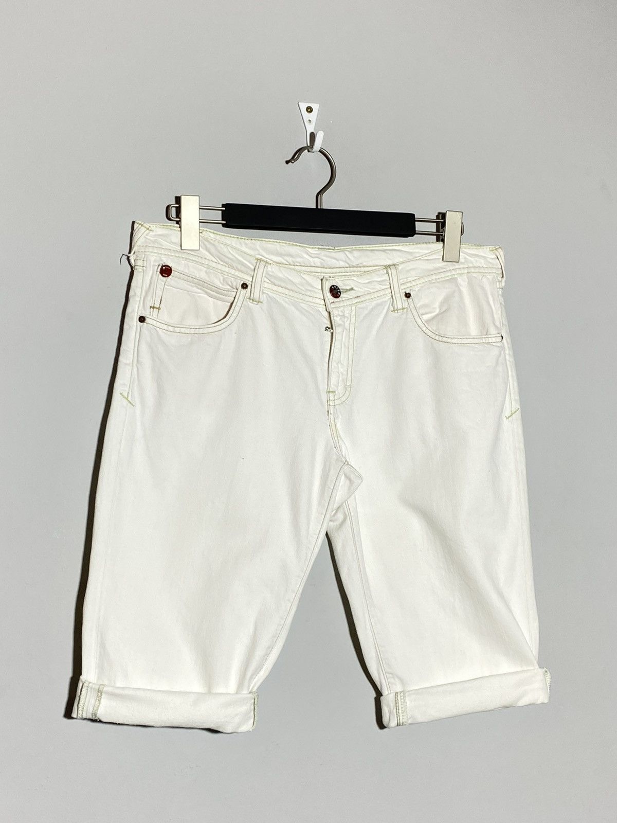 Evisu × Puma Evisu x Puma Vintage White Denim Shorts Rare Item Size US 32 / EU 48 - 2 Thumbnail