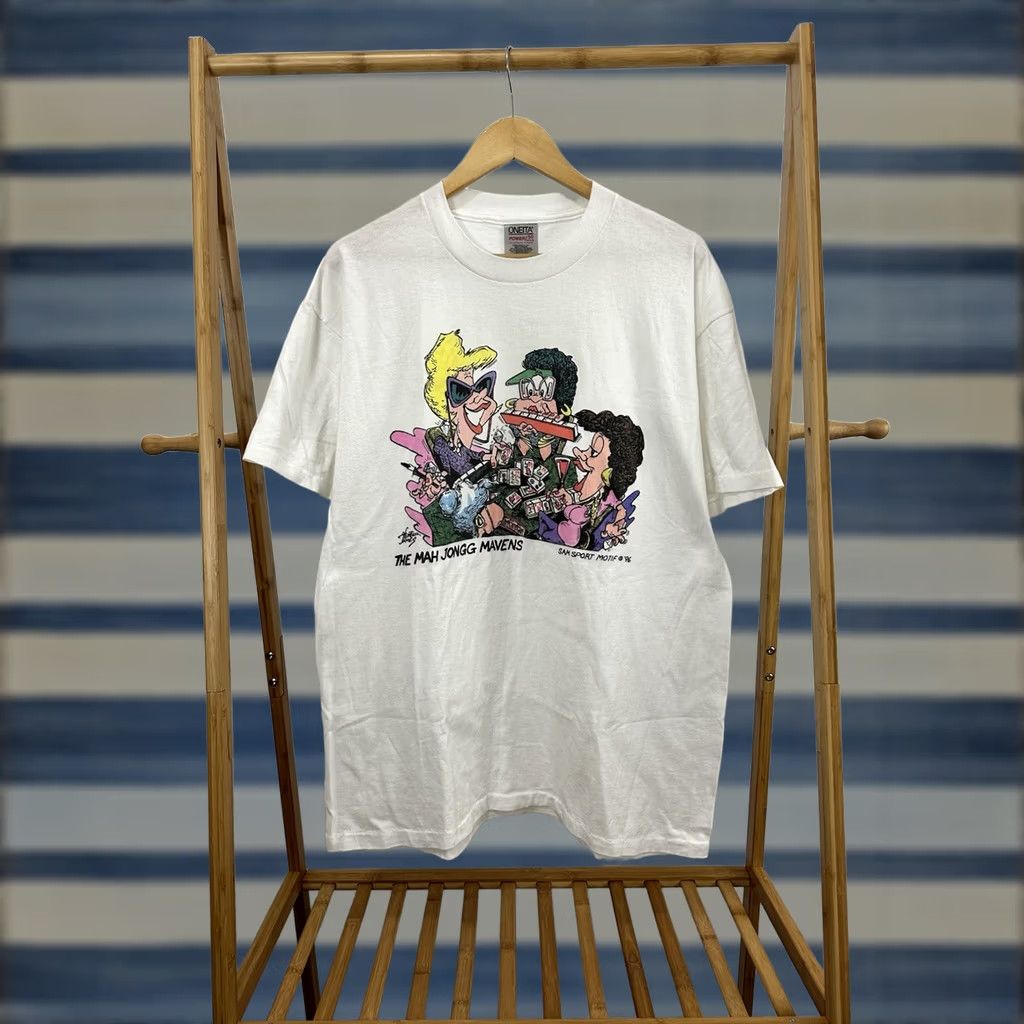 Vintage VTG 90s The Mah Jongg Mavens Mahjong Xipai Single Stitch T-Shirt Size XL Mens White Size US XL / EU 56 / 4 - 1 Thumbnail