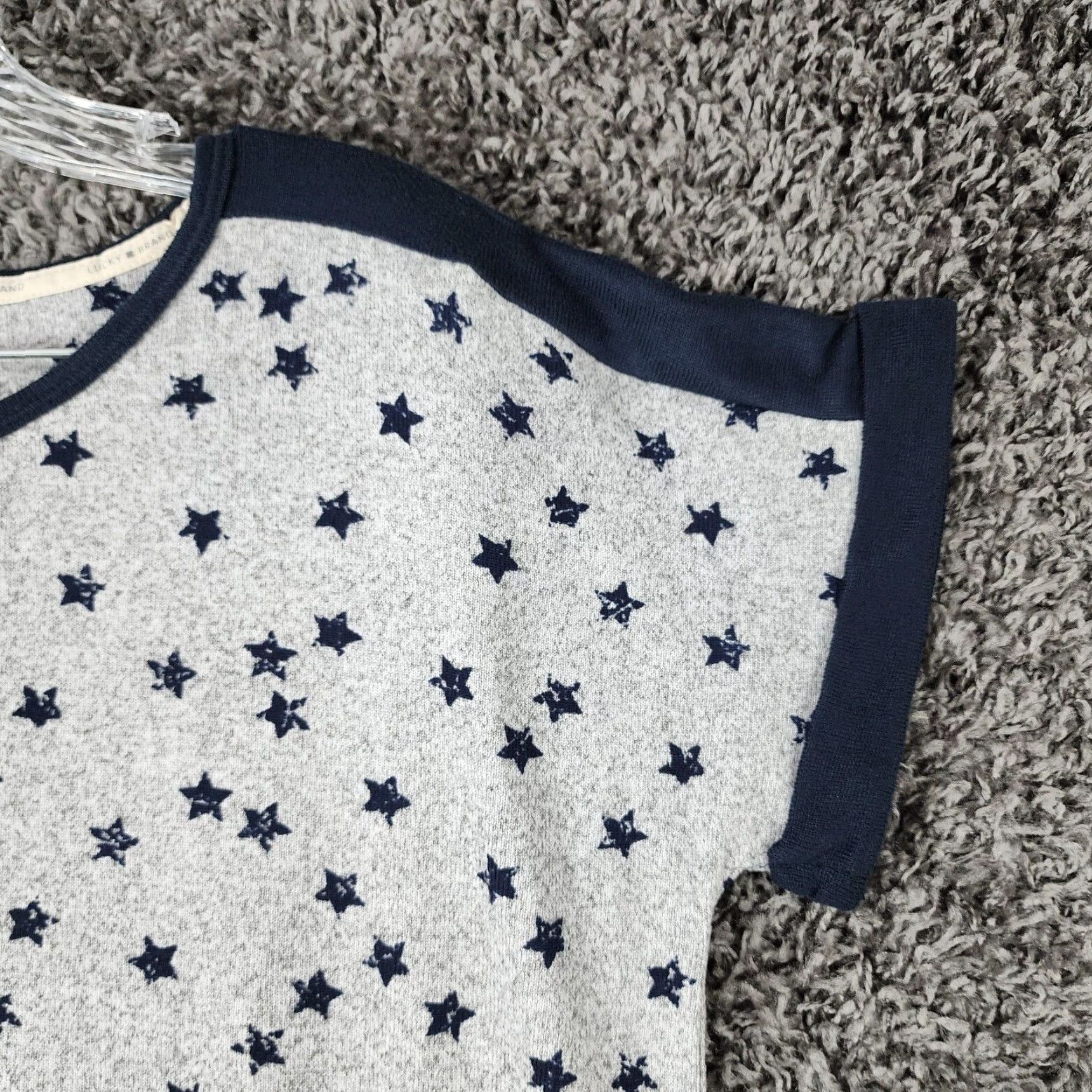 Lucky Brand Lucky Brand T-Shirt Womens Gray Star Short Sleeve Tee L Women Size L Gray Stars Super Soft Size 36" / US 14 / IT 50 - 2 Thumbnail