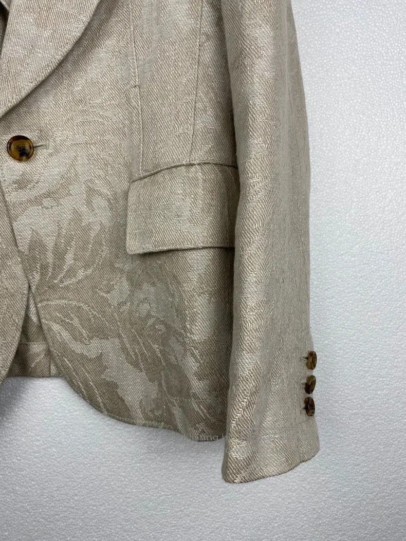 Junya Watanabe Junya Watanabe Cream Jacquard Linen Blazer. Size US XS / EU 42 / 0 - 7 Thumbnail