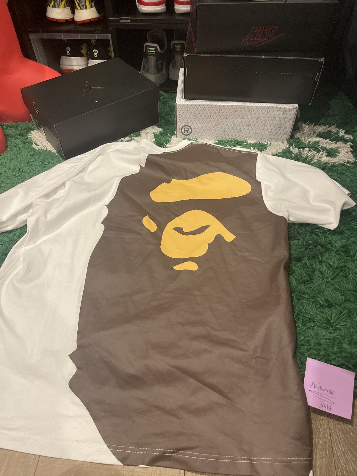 image of Bape Giant Ape Head Relaxed Fit Tee in White, Men's (Size XL)