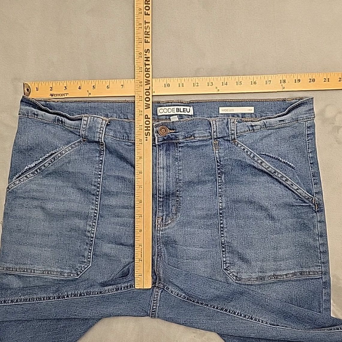 Vintage Code Bleu Wide Leg Jeans Women 18W Blue Denim High Rise Y2K 90s Pants Wide-Leg Jeans Women 18W Blue Denim High Rise Y2K 90s Size 40" / US 18 - 7 Thumbnail