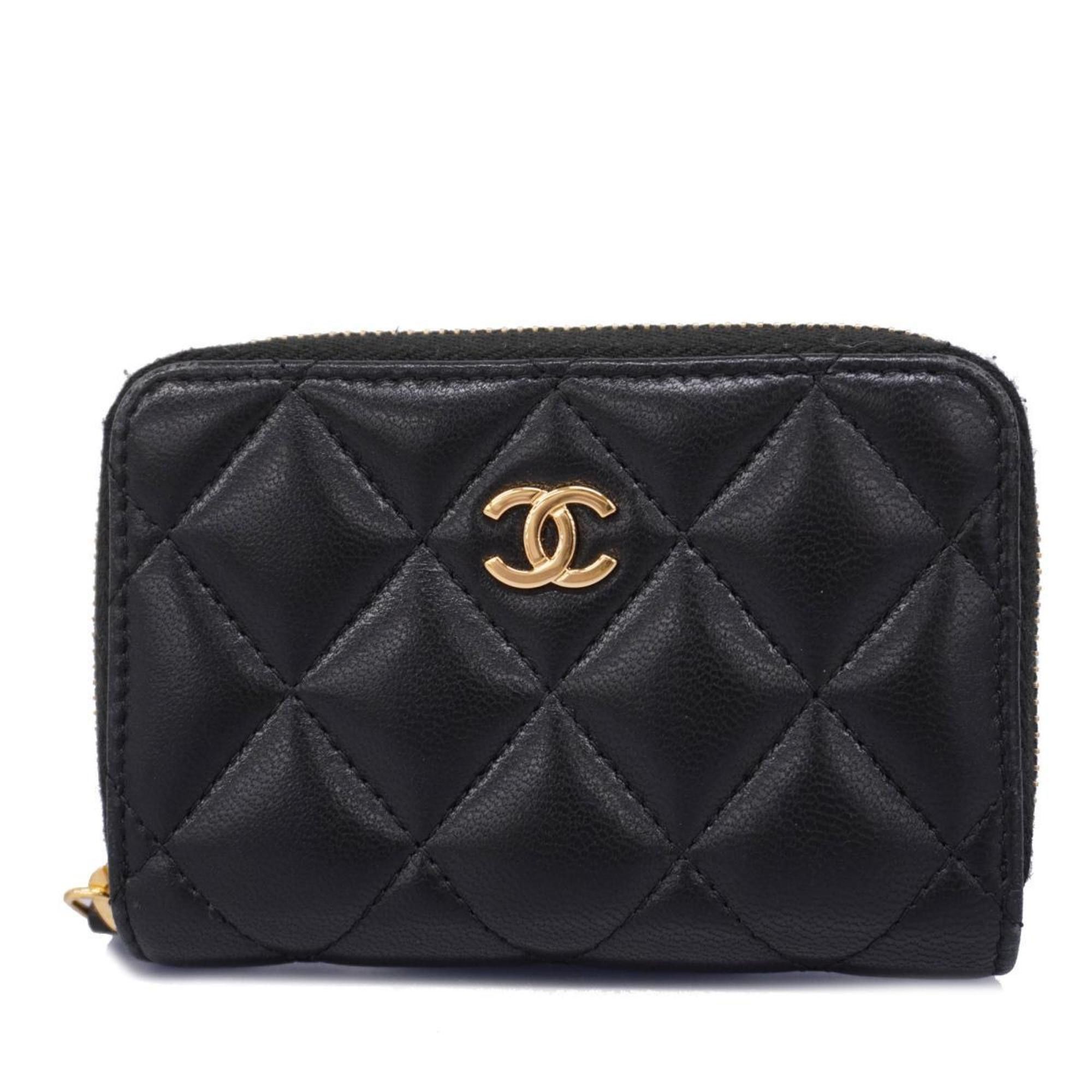 image of Chanel Wallet/coin Case Matelasse Lambskin Black Women's
