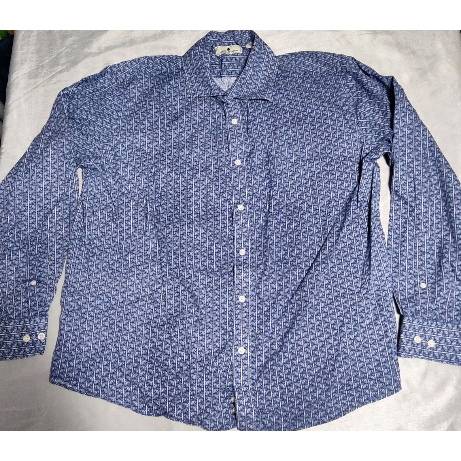 Vintage SOUTHERN PINES PAISLEY AOP Men XL Blue Cotton Button Shirt Size US XL / EU 56 / 4 - 6 Thumbnail