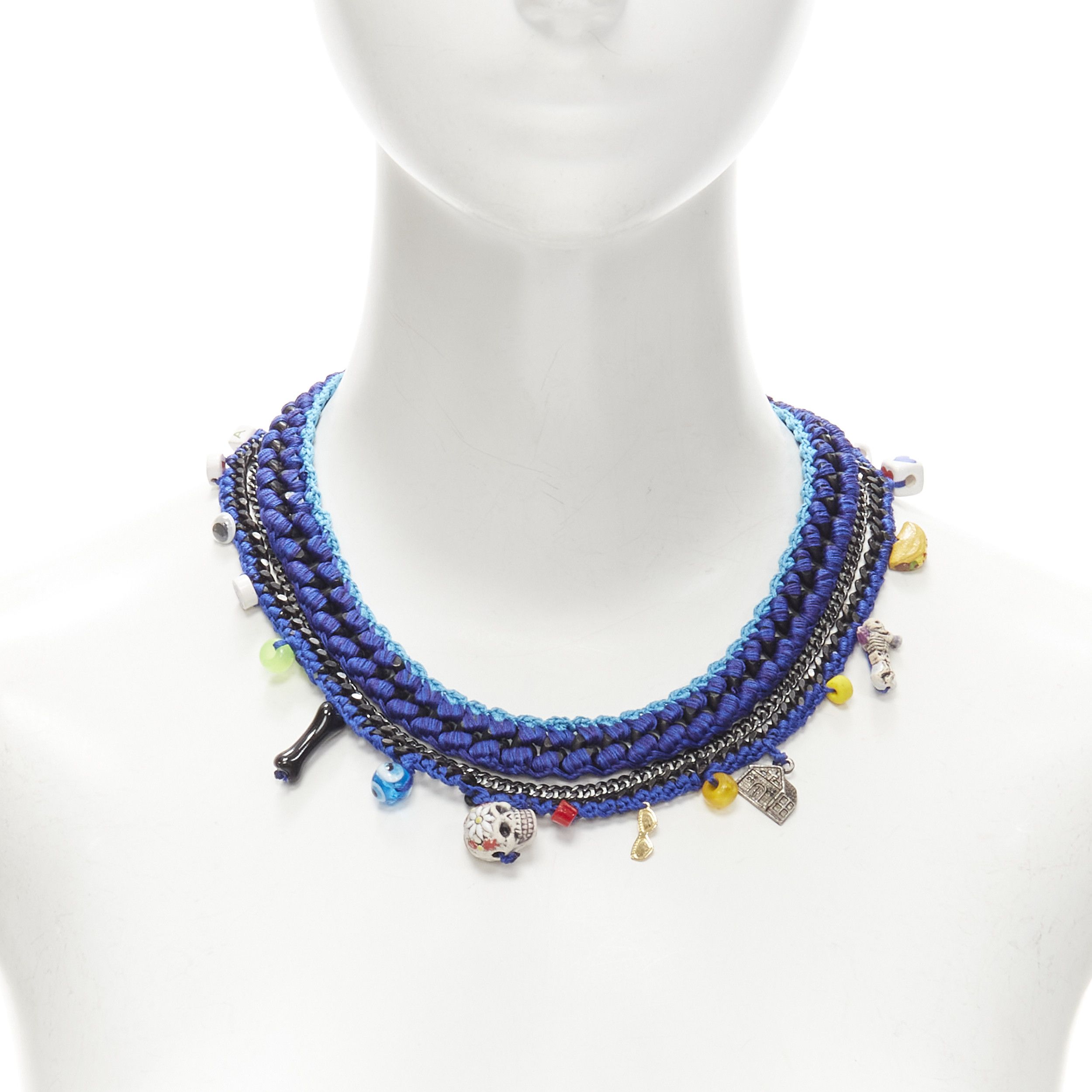 Other VANESSA ARIZAGA blue rope chain colorful charm skull dice necklace Size ONE SIZE - 1 Thumbnail