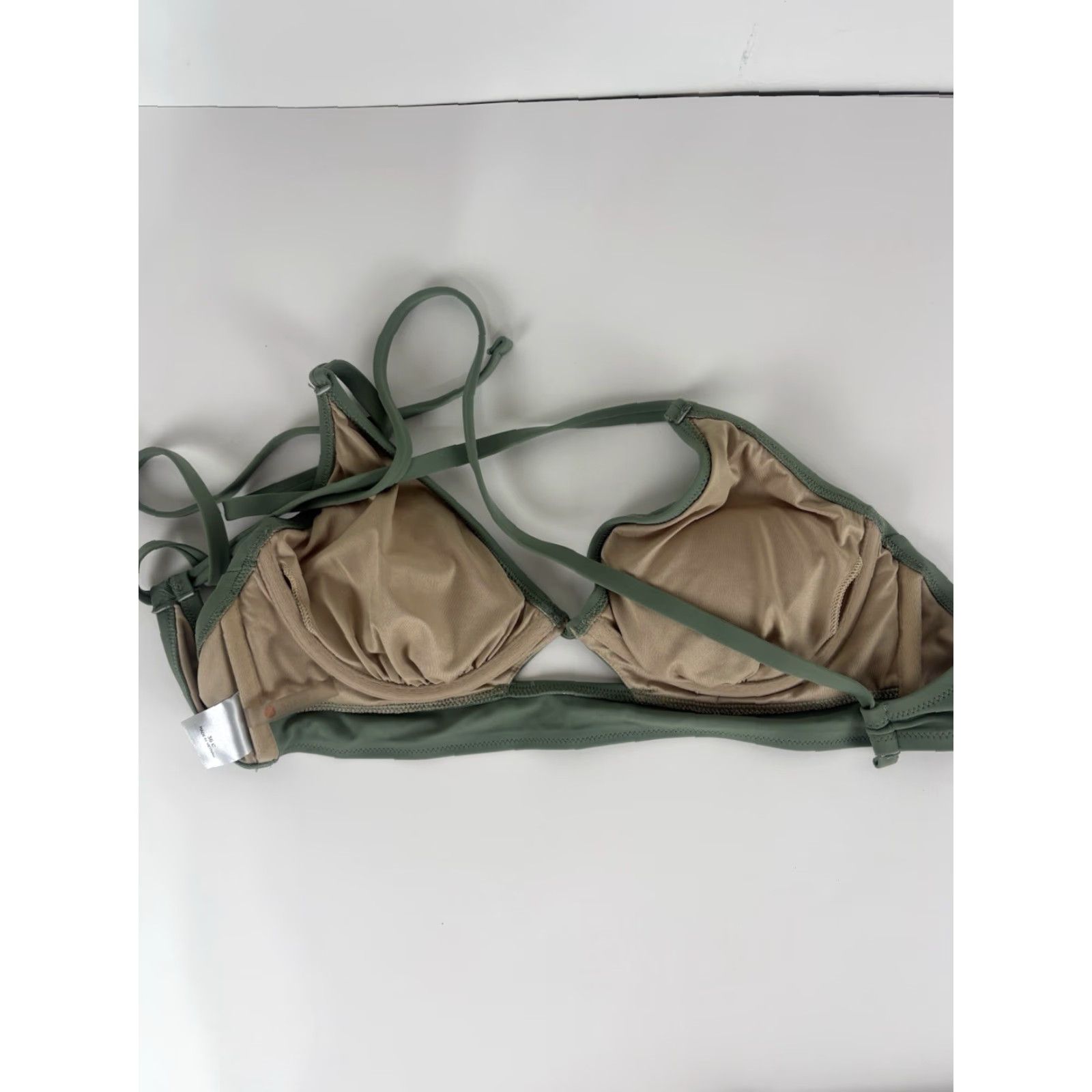Vintage Shade & Shore Bikini Top Womens Size 36C Green Push Up Top Spaghetti Strap Solid Nylon Polyester Spandex Beach Womens 36C Size XS / US 0-2 / IT 36-38 - 2 Thumbnail