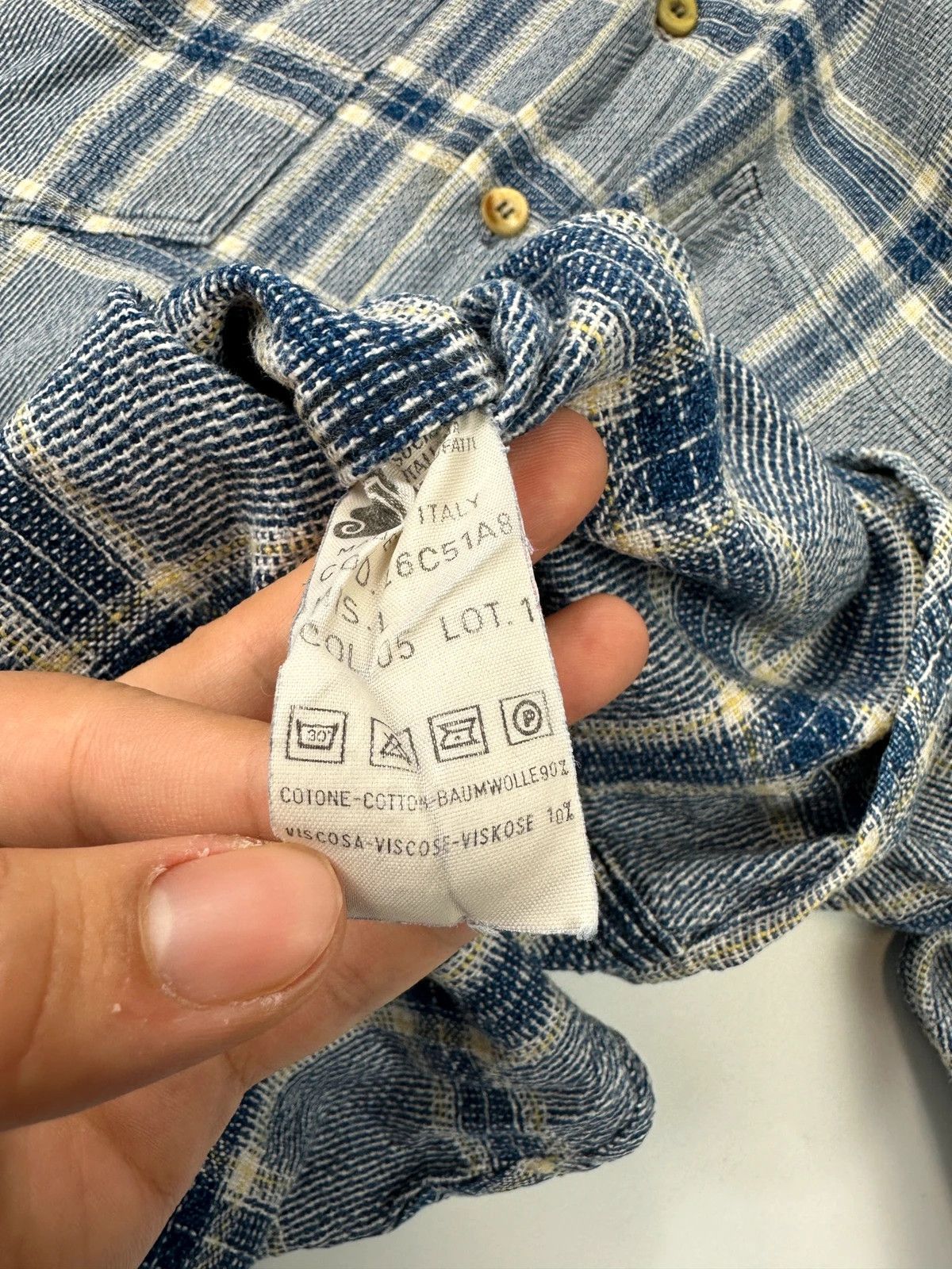 Armani Armani Jeans 90s Cottons Knitted Checkered Blue Shirt Size US L / EU 52-54 / 3 - 7 Thumbnail