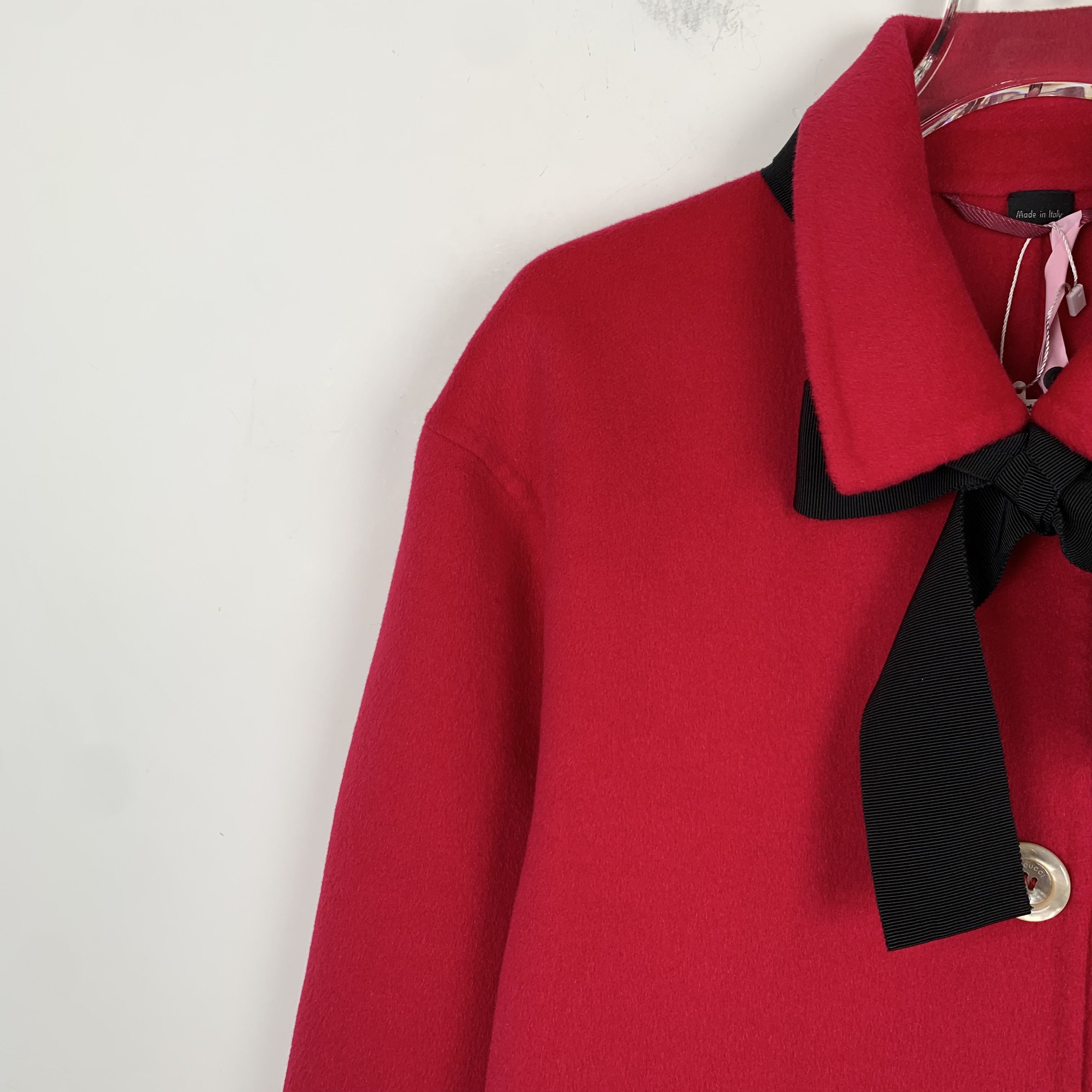 Gucci Gucci Red Wool Bow Collar Coat (Size M) Size M / US 6-8 / IT 42-44 - 7 Thumbnail