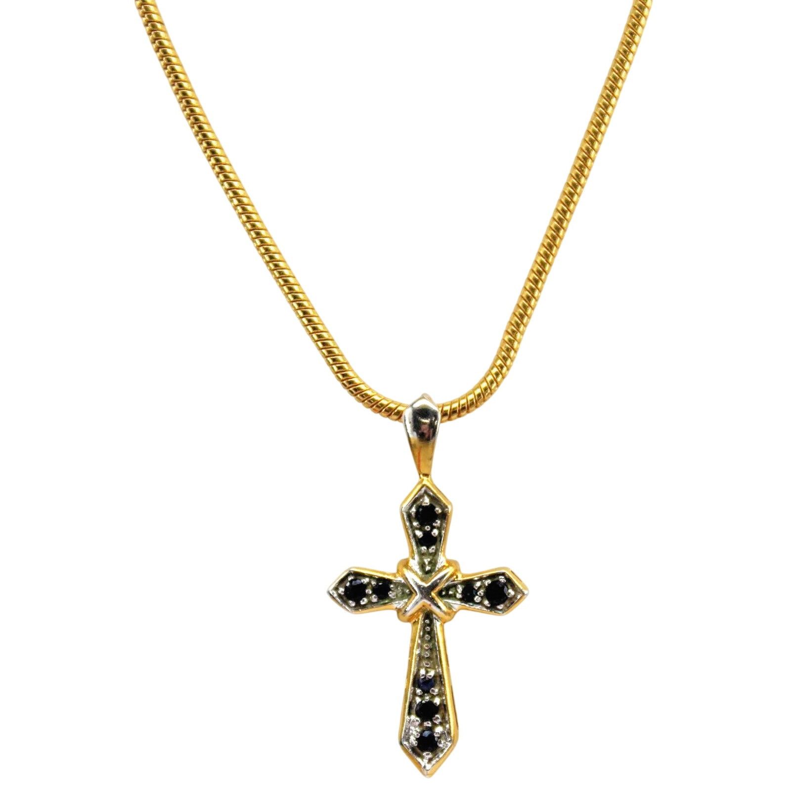 Other JC Dark Blue Spinel Cross & Monet Snake Chain Pendant Golden Size ONE SIZE - 3 Thumbnail
