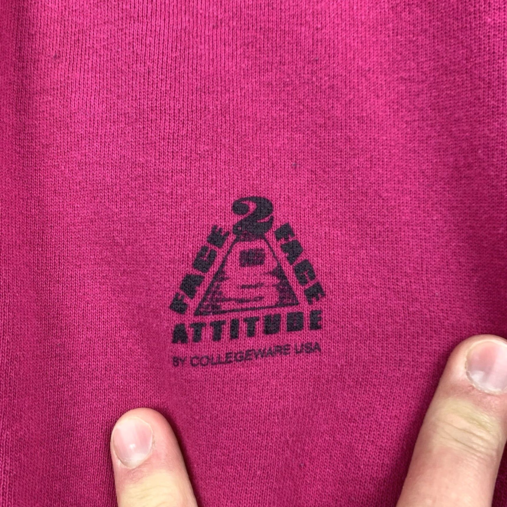 Hanes VINTAGE Face 2 Face Sweatshirt Adult XL Pink Expressions Attitude 90s USA Womens Size XL / US 12-14 / IT 48-50 - 3 Thumbnail