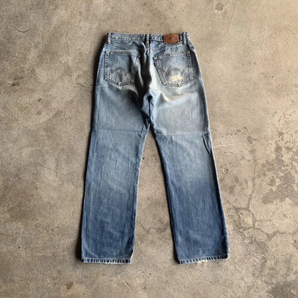 Edwin DISTRESSED! Vtg Edwin 503 RegularFit Blue Wash Jeans Pants Size US 30 / EU 46 - 12 Thumbnail