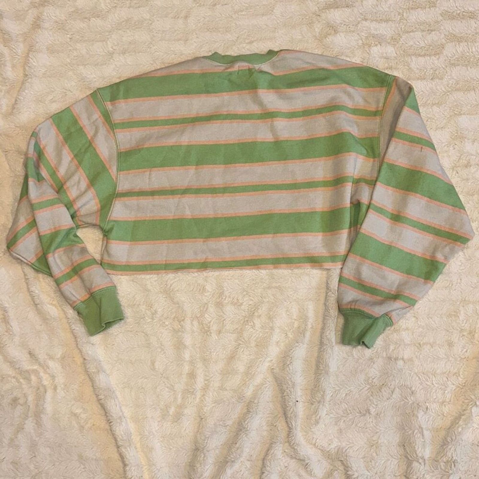 Bdg BDG Green and Gray Cropped Striped Sweatshirt | Sz M Size M / US 6-8 / IT 42-44 - 5 Thumbnail