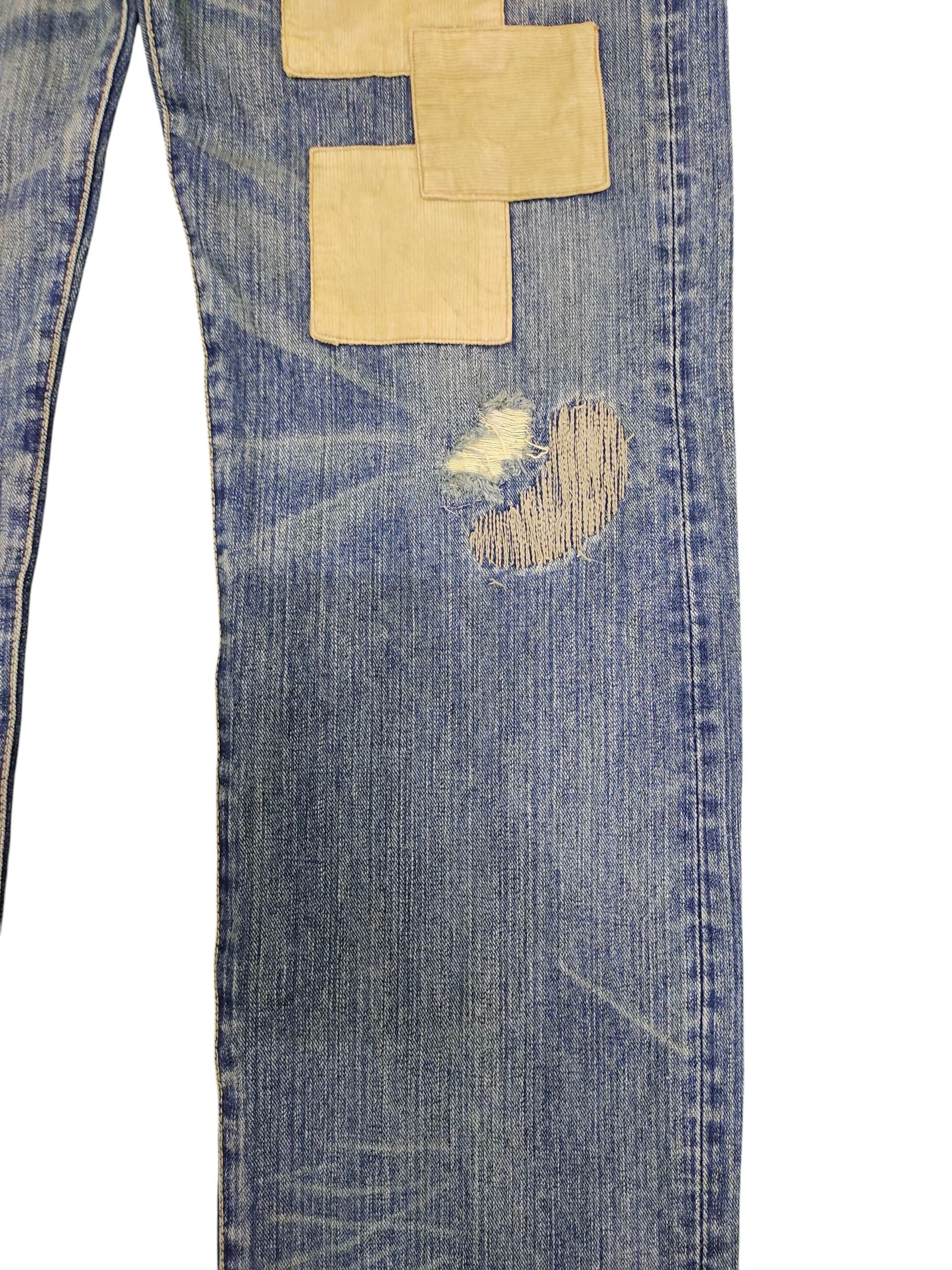 Comme des Garcons × Undercover Exhibitionist Japan Boro Sashiko Patchwork Distressed Jeans Size US 32 / EU 48 - 3 Thumbnail
