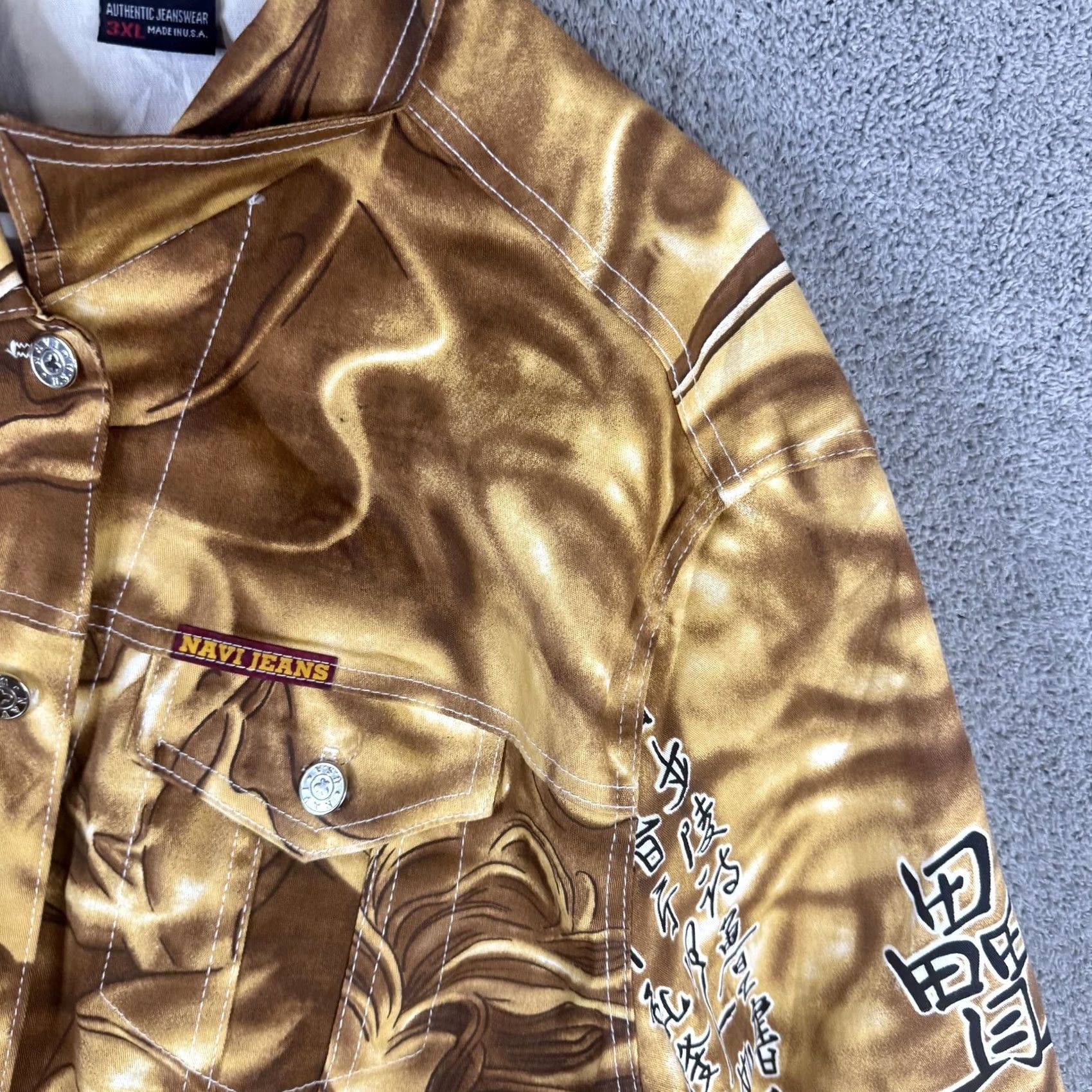 Denime VINTAGE NAVI Jacket Mens 3XL Denim Bomber Gold Anime Graphic Art USA Y2K Jacket Size US XXL / EU 58 / 5 - 4 Thumbnail