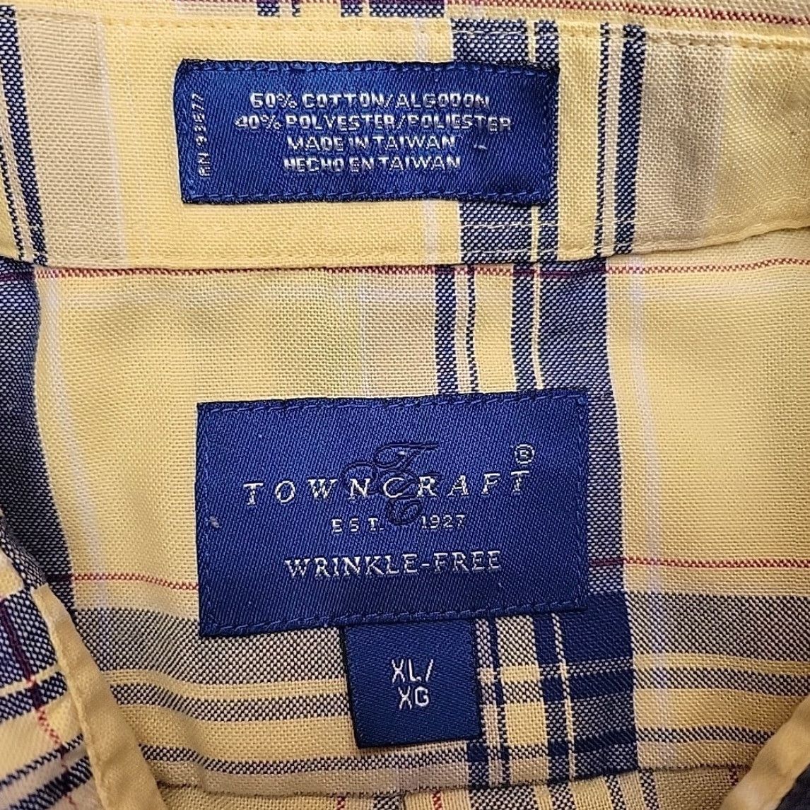 Etro VINTAGE TownCraft Shirt Mens XL Yellow Plaid Button Short Sleeve Wrinkle Free Retro Size US XL / EU 56 / 4 - 4 Thumbnail