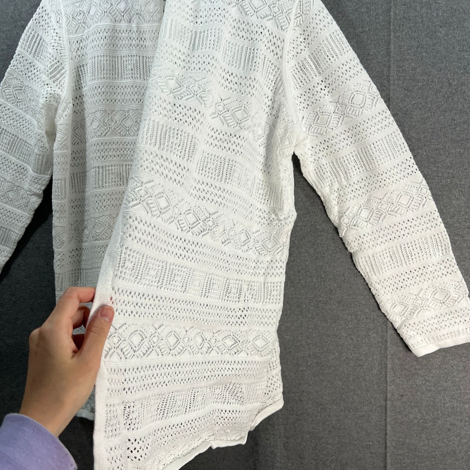 Other Joan Rivers Women's Cardigan Crochet Stripe Open Front Size L / US 10 / IT 46 - 4 Thumbnail