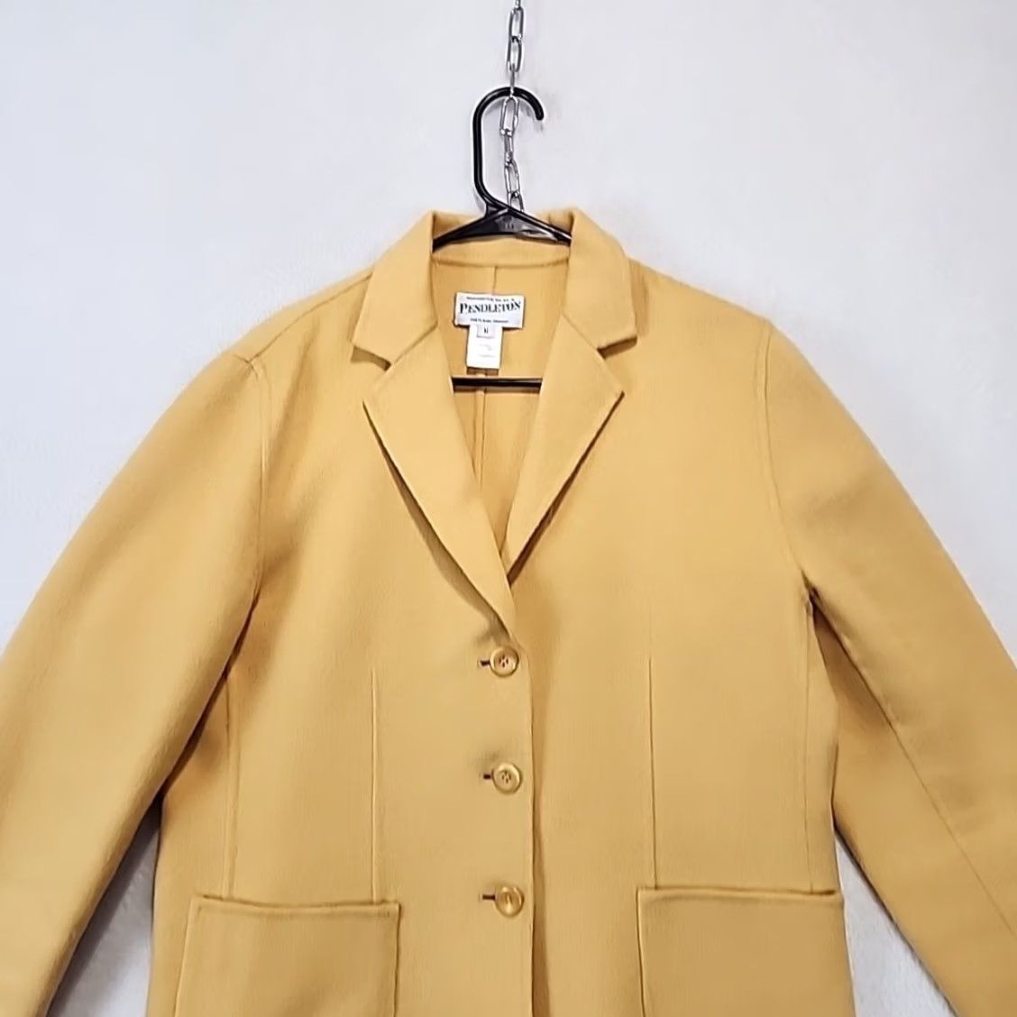 Pendleton VINTAGE Pendleton Blazer Women’s M Gold 100% Merino Wool Three Button Old Money Academia Wool Blazer Womens Regular Gold - Size M / US 6-8 / IT 42-44 - 2 Thumbnail