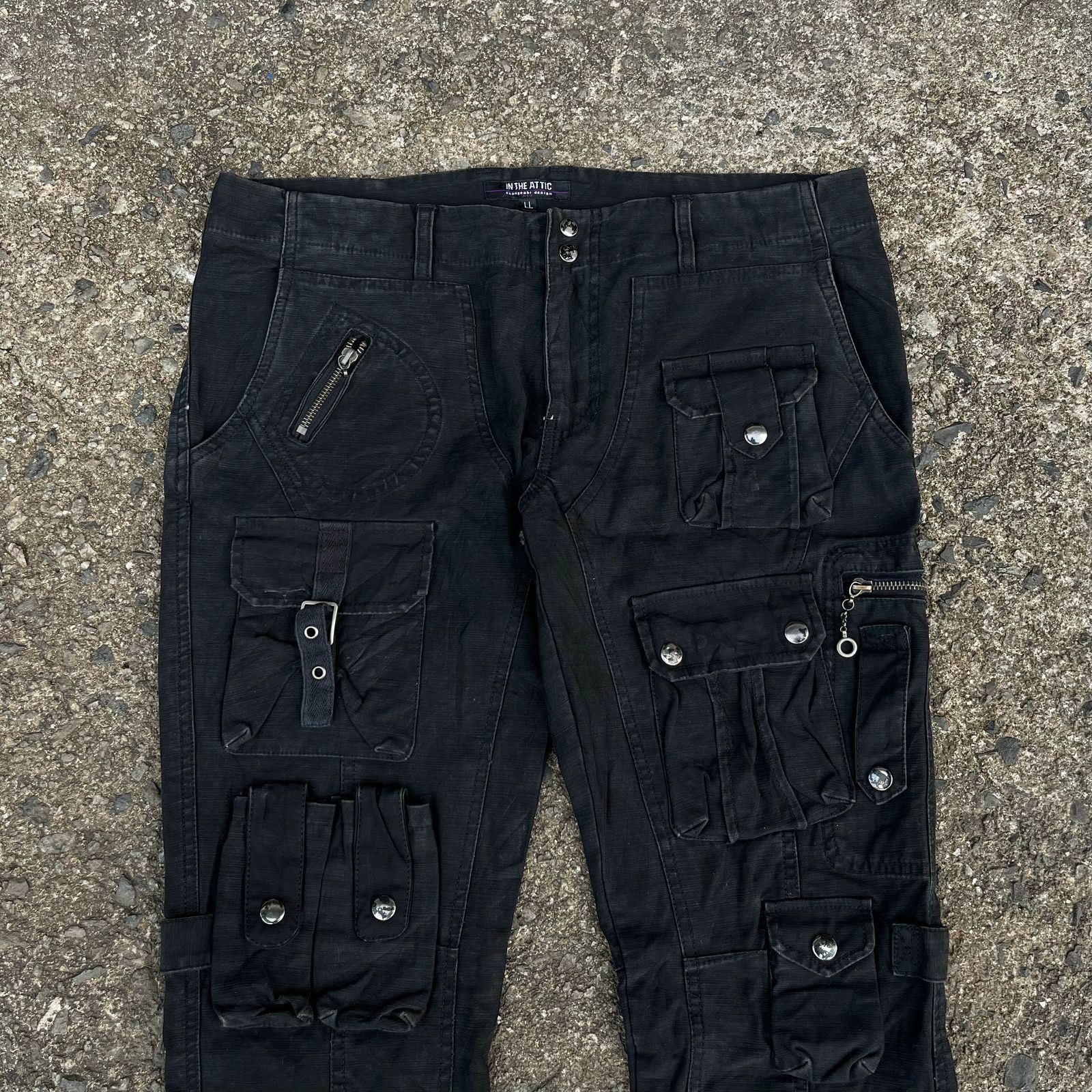 If Six Was Nine × In The Attic × Japanese Brand RARE In The Attic Multi Pocket Cargo Flared Pants Size US 32 / EU 48 - 2 Thumbnail
