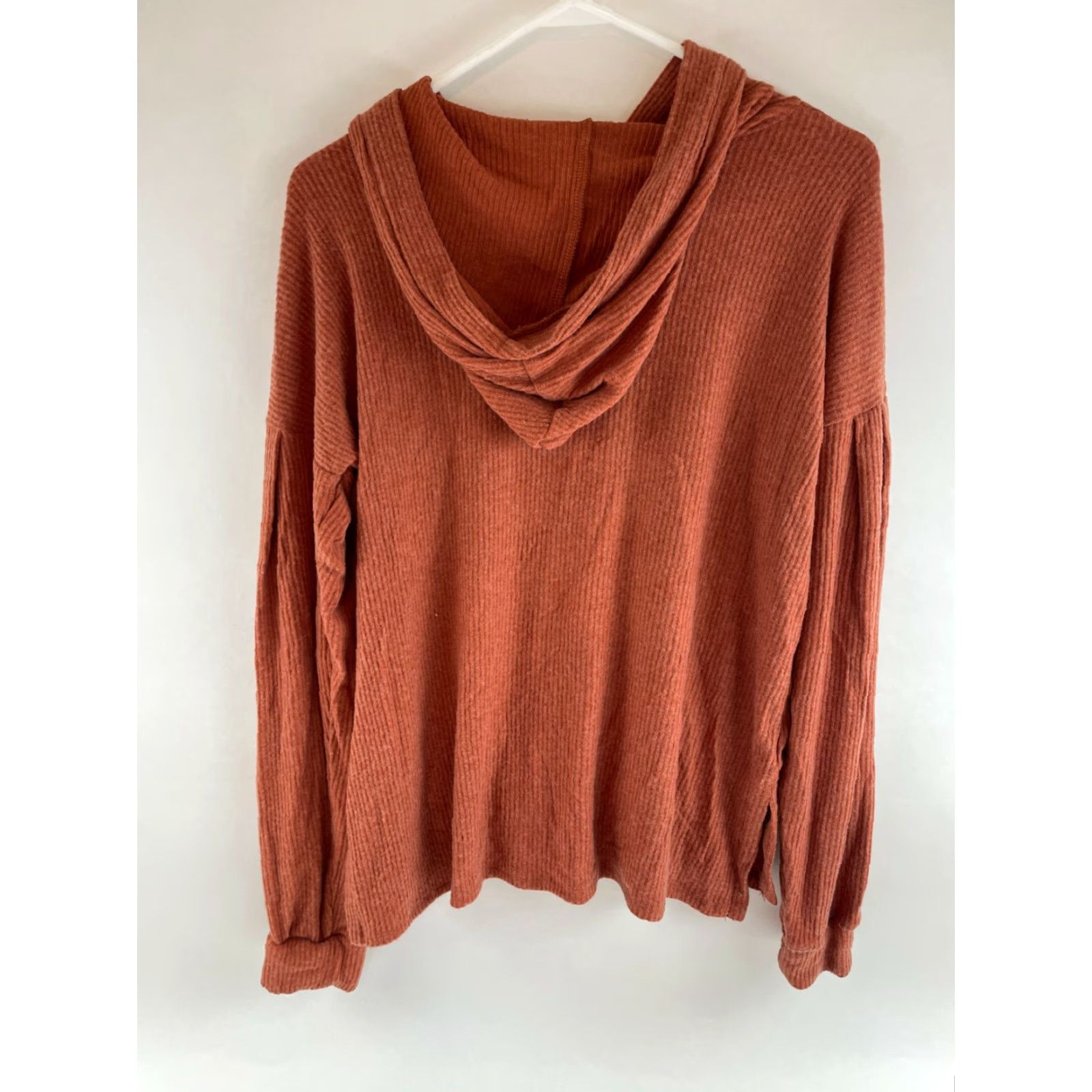 Vintage Project Social T Sweater Women Size Small Rust Orange Hooded Ribbed Soft NWT Size S / US 4 / IT 40 - 2 Thumbnail