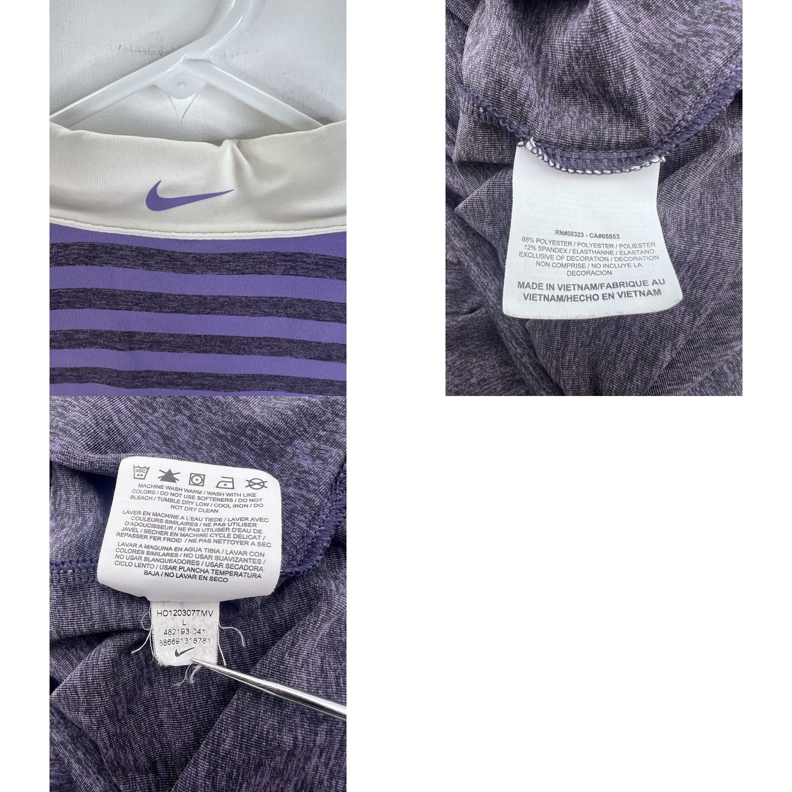Nike Nike Polo Shirt Men Large Purple Golf Tour Performance Dri Fit Embroidered Striped Athletic Short Sleeve Size US L / EU 52-54 / 3 - 8 Thumbnail