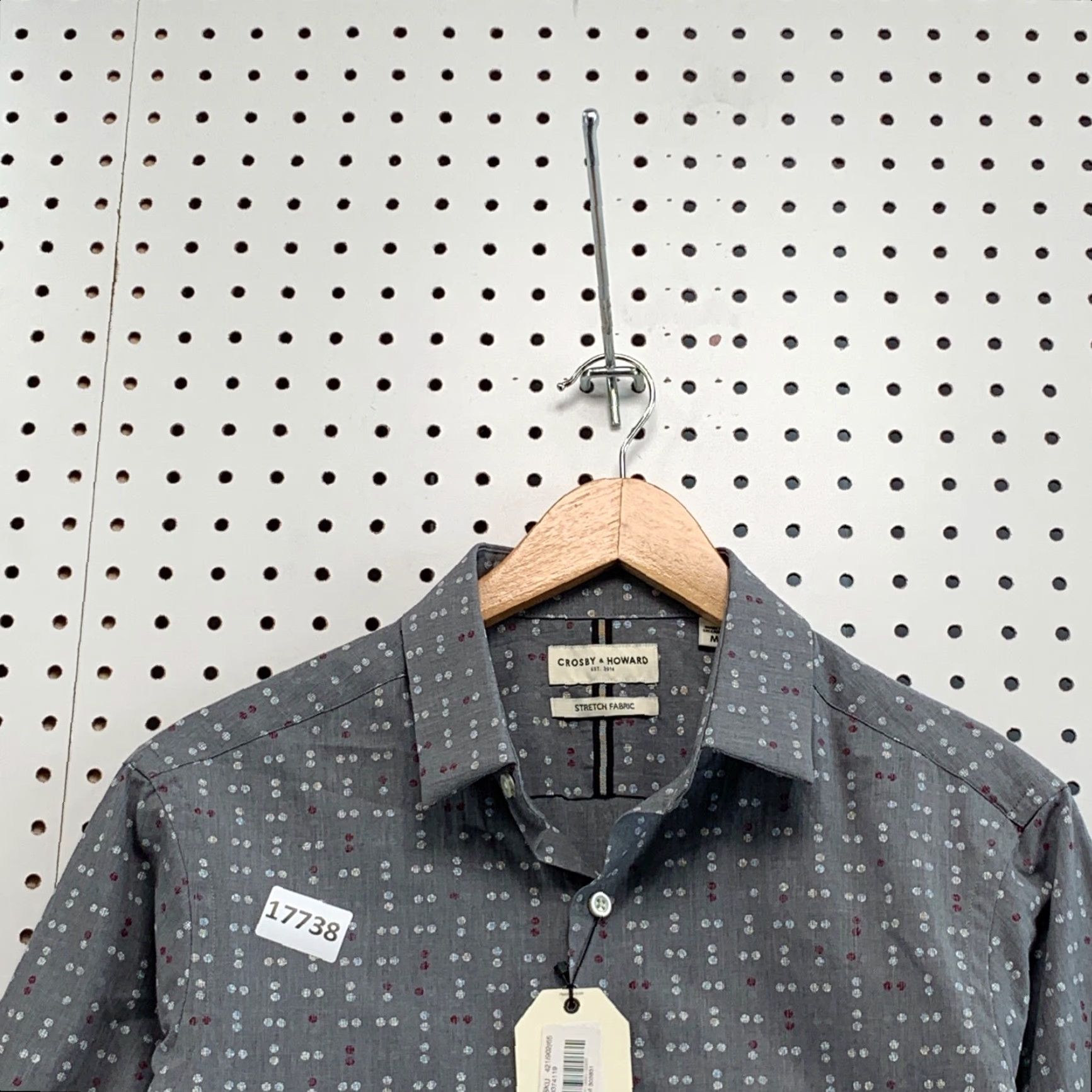 Vintage Crosby & Howard Button-Up Shirt Mens Medium Gray Stretch Polka Dot Adult M Men Size US M / EU 48-50 / 2 - 7 Thumbnail