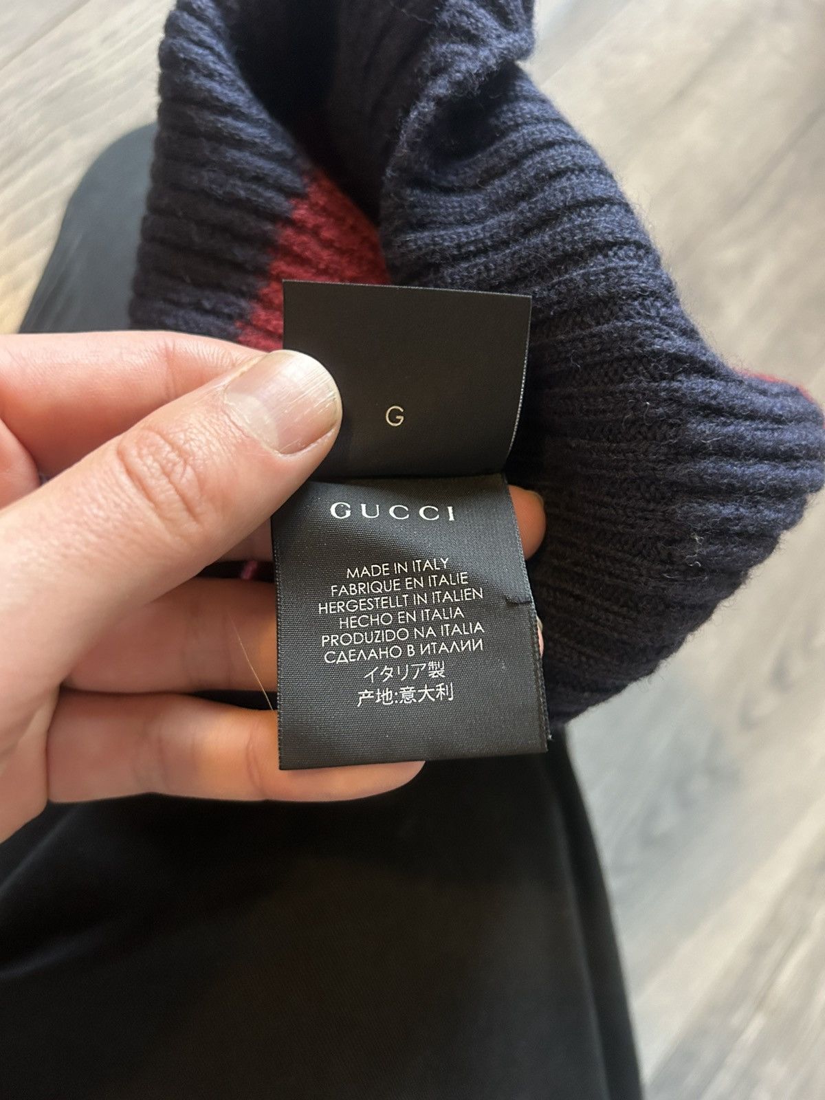 Gucci Gucci Ribbed Wool Beanie in Red and Navy Stripe Size ONE SIZE - 4 Thumbnail