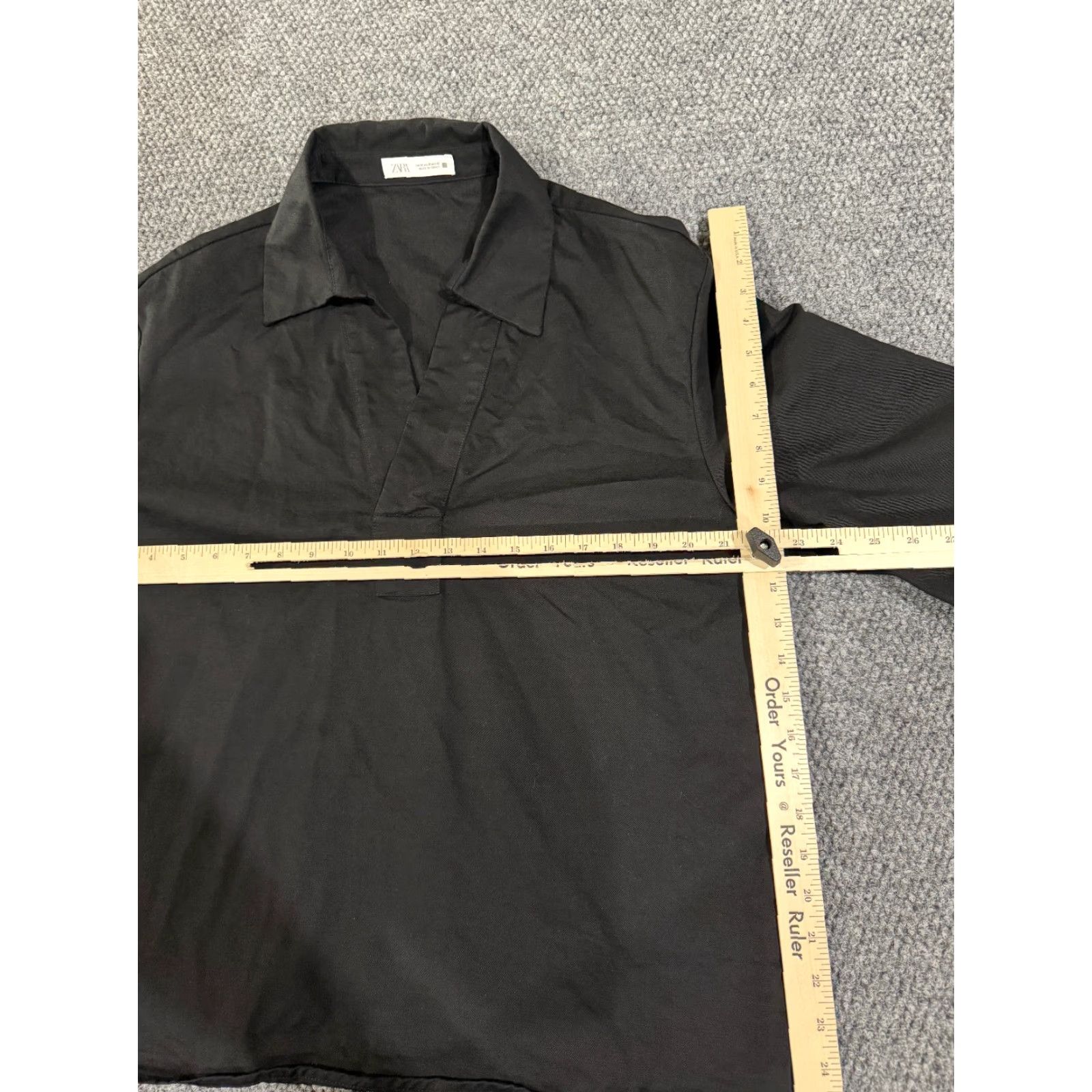 Zara Zara Blouse Womens Medium Black Short Sleeve Knit Cotton Linen V-Neck Pullover Casual Basic Size M / US 6-8 / IT 42-44 - 5 Thumbnail