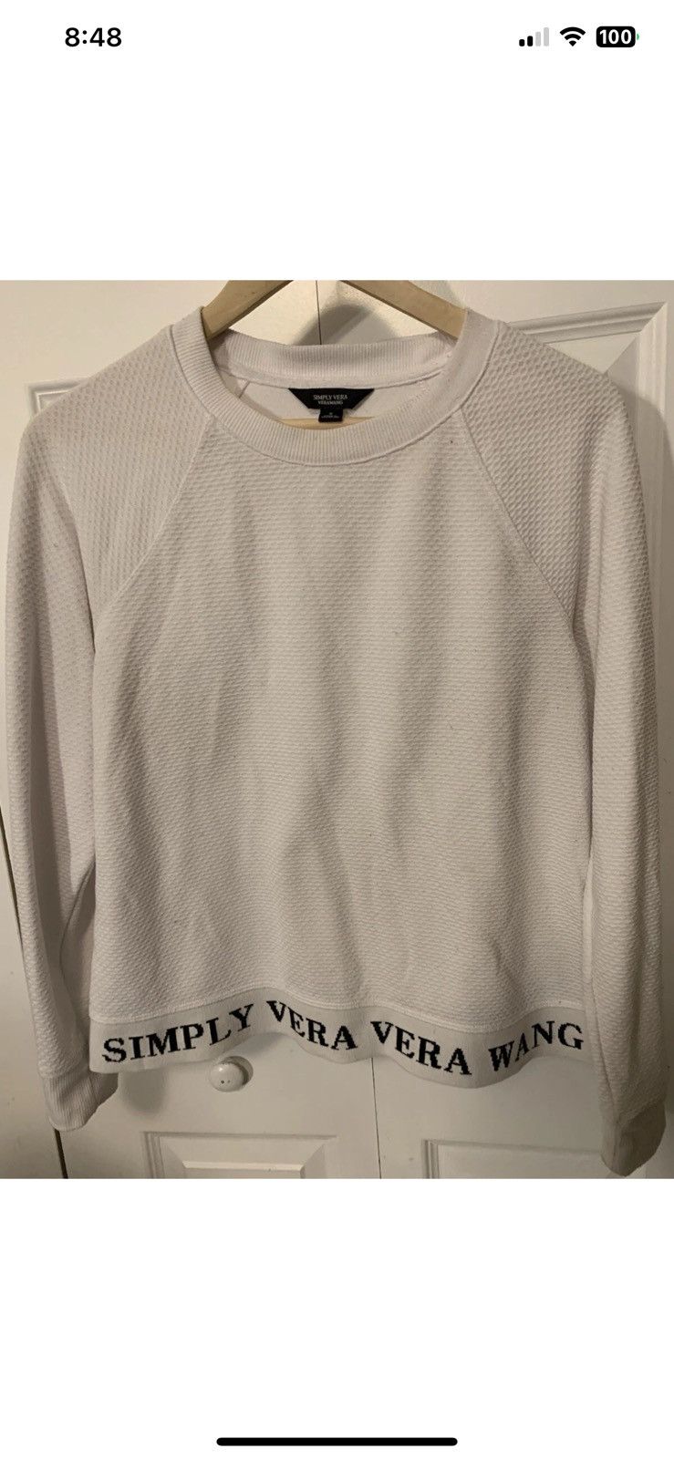 Vera Wang Simply Vera Wang Women's Sz S White Pullover T Shirt Size S / US 4 / IT 40 - 5 Thumbnail
