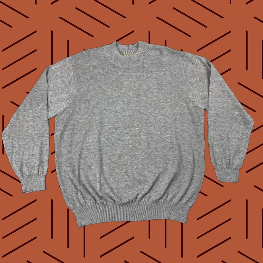 Vintage INSERCH ACRYLIC MOCK NECK SWEATER 2XL GREY MELANGE COLLEGE DESIGNER MENS Size US XXL / EU 58 / 5 - 1 Thumbnail