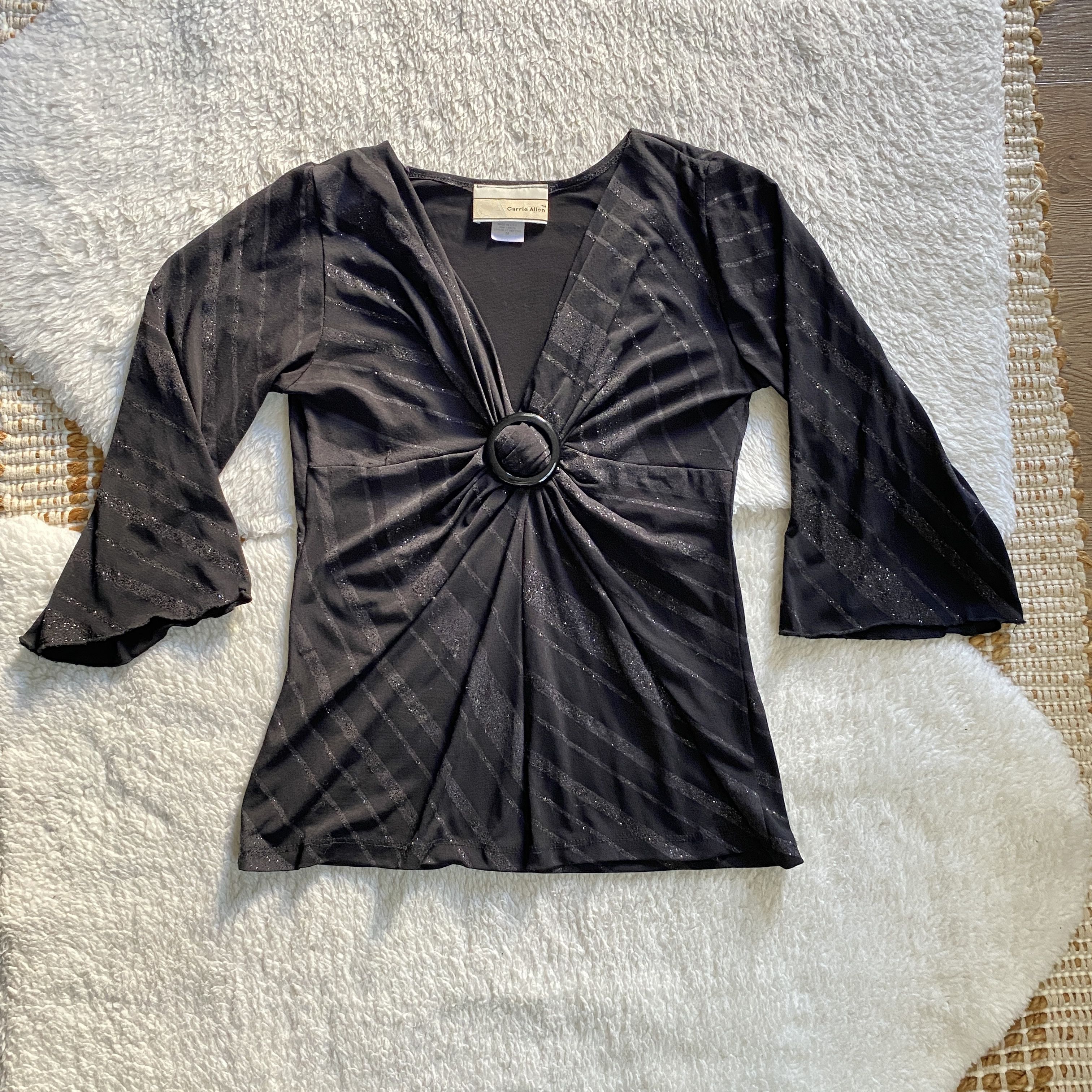 Other Vintage Carrie Allen Women’s Medium Black Glitter Top Size M / US 6-8 / IT 42-44 - 19 Thumbnail