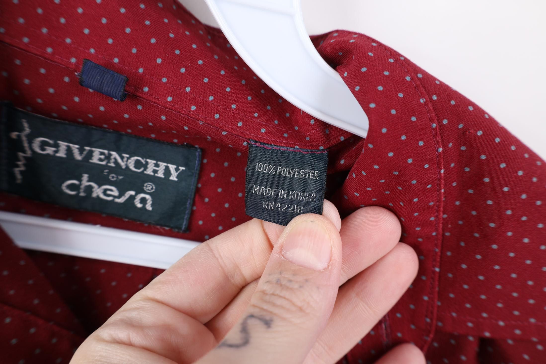 Givenchy Vintage 70s Givenchy Polka Dot Collared Button Shirt Red Size US S / EU 44-46 / 1 - 13 Thumbnail