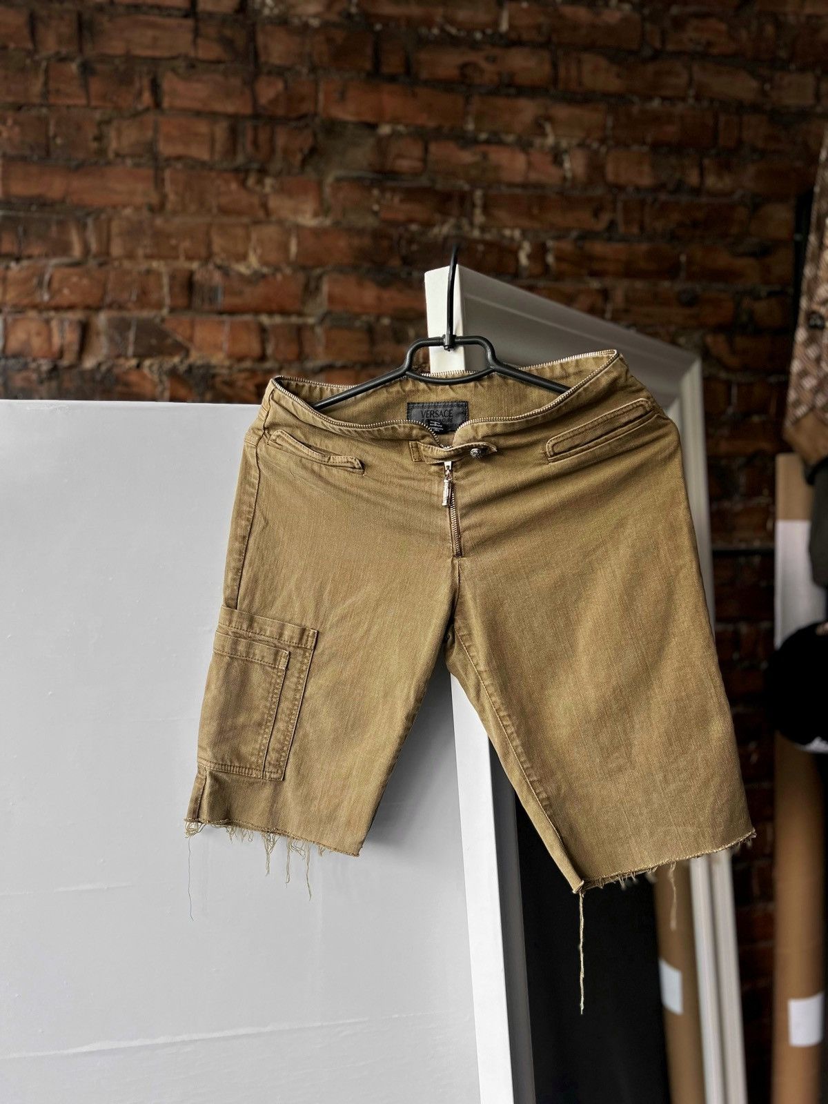 Versace Jeans Signature Women Rare 90s Vintage Khaki Shorts